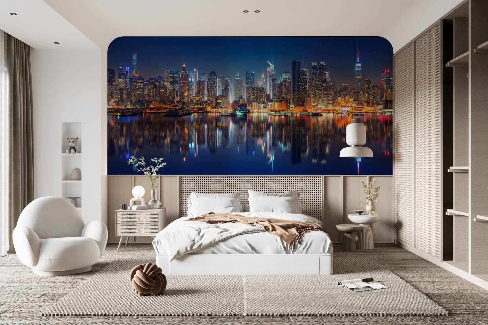 Fototapeta odraz nočného mesta vo vode