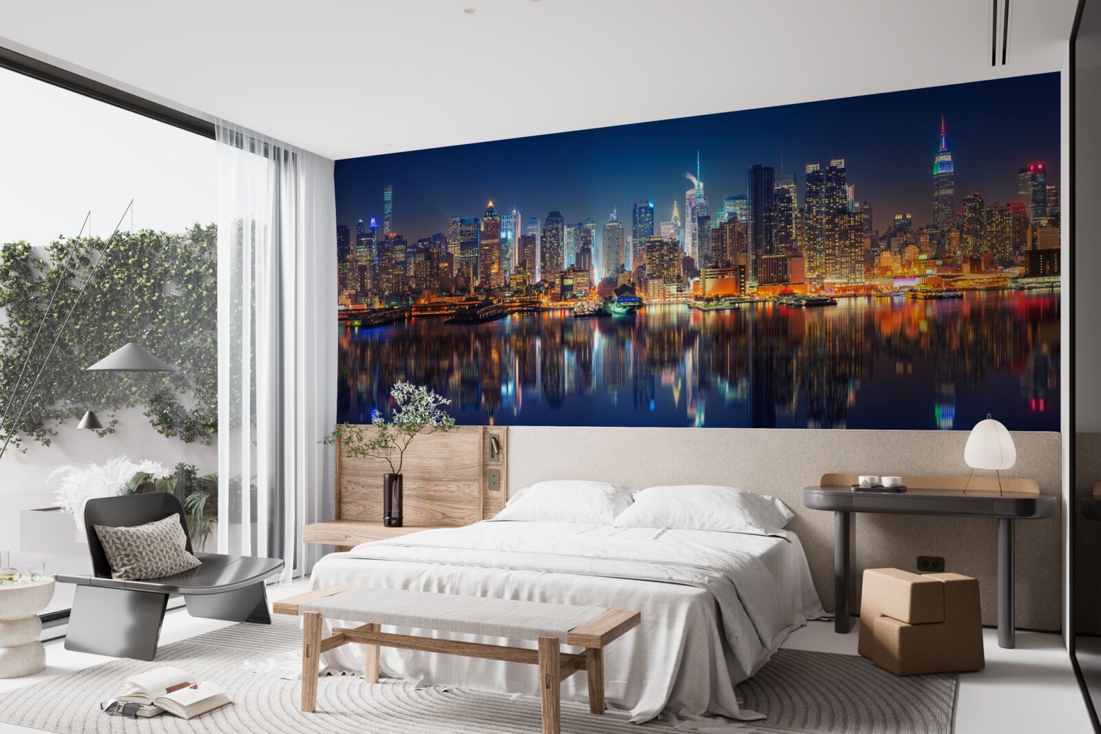 Fototapeta odraz nočného mesta vo vode