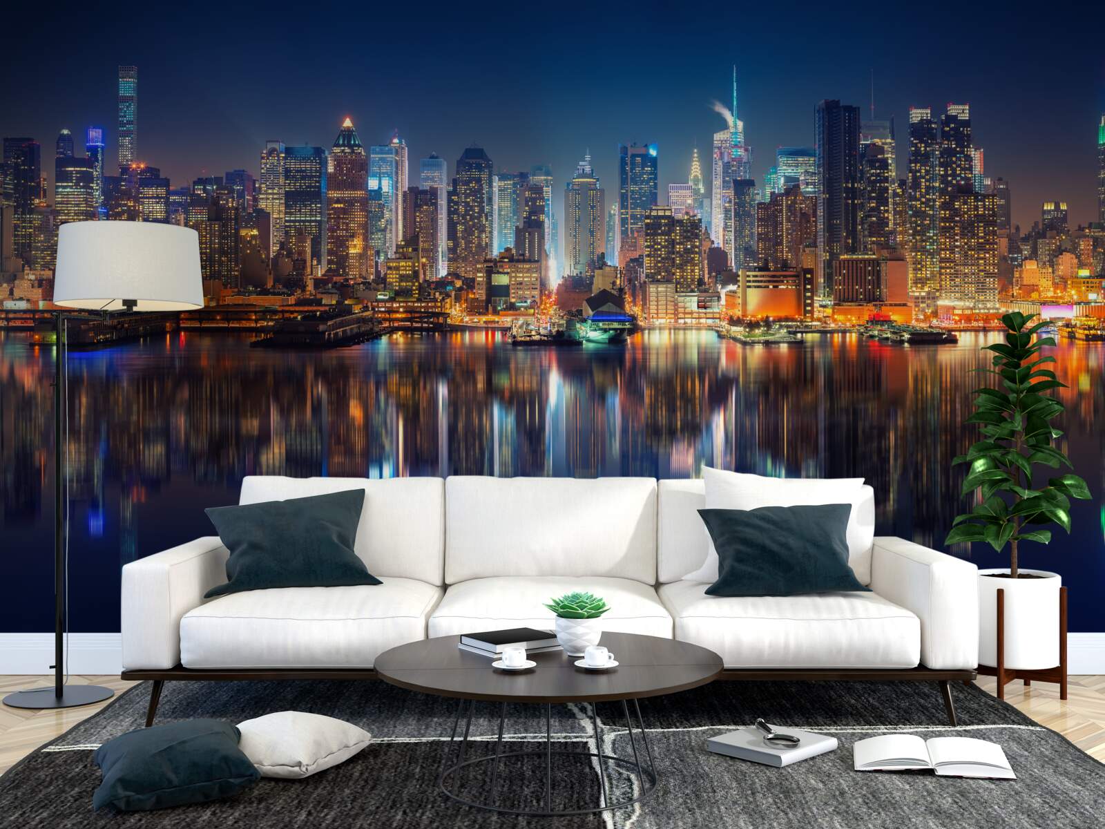 Fototapeta odraz nočného mesta vo vode