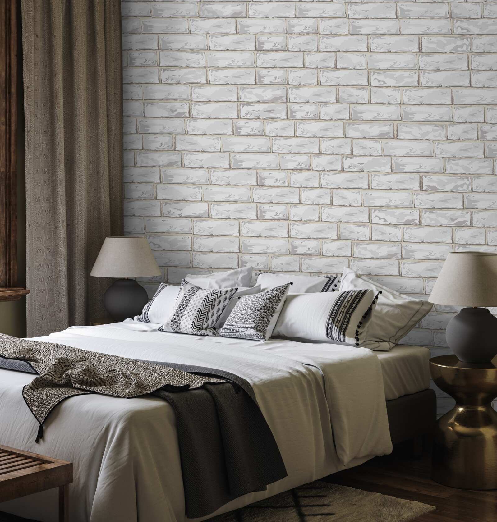 Fototapeta Stena obložená bielou tehlou