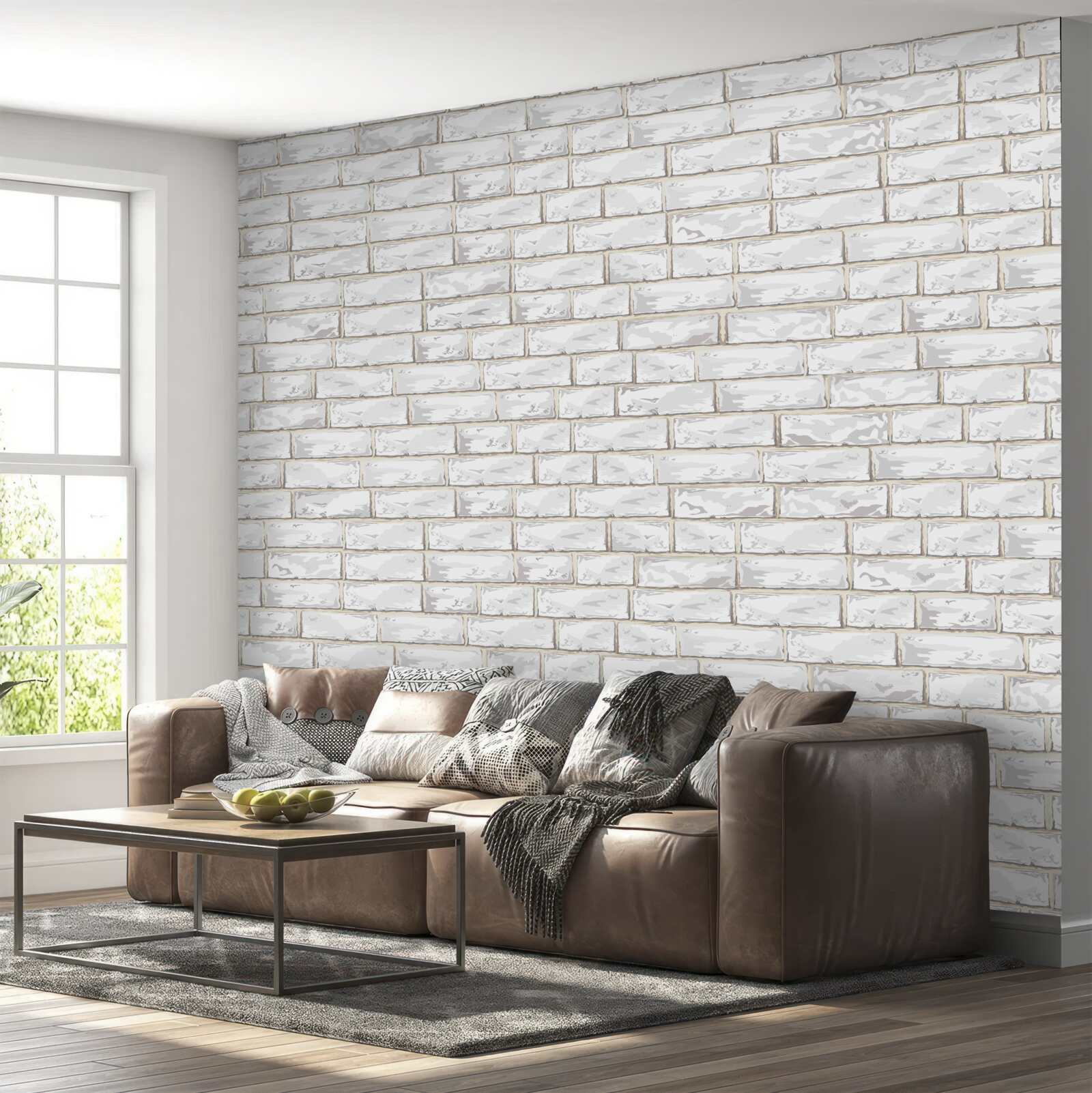 Fototapeta Stena obložená bielou tehlou