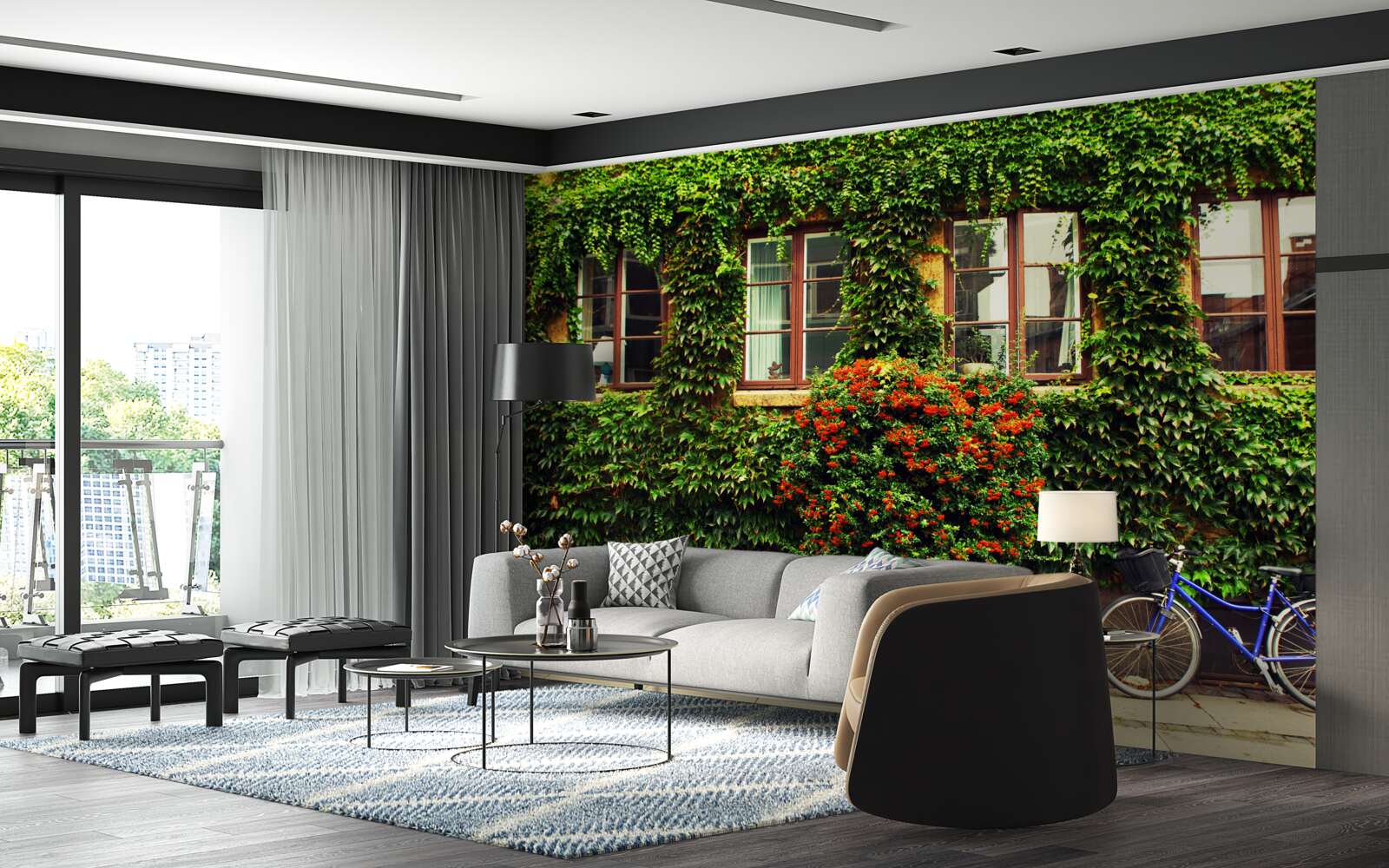 Fototapeta dom pokrytý brečtanom od staroby