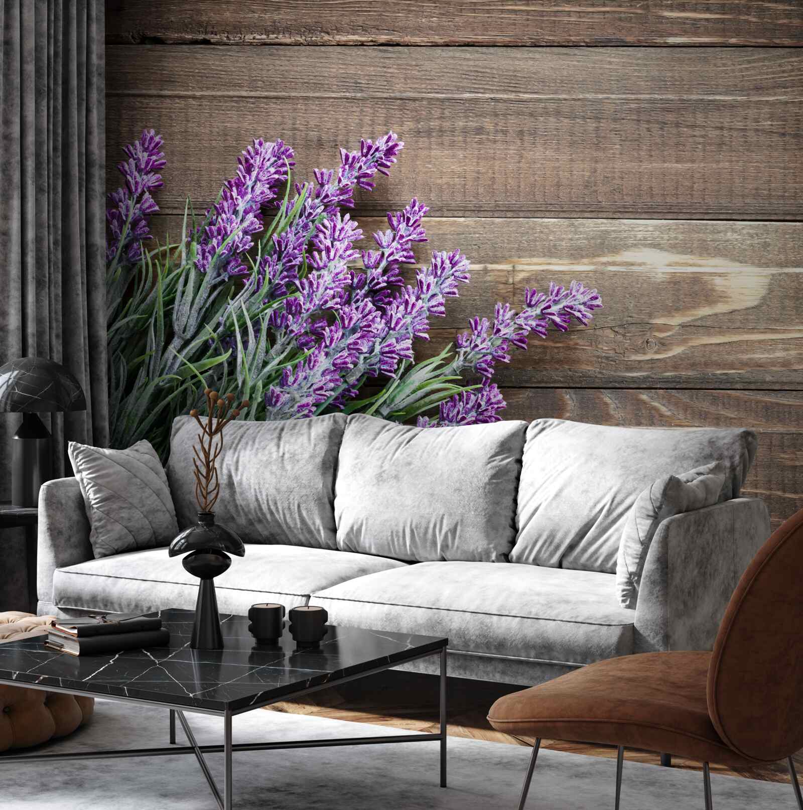 Fototapeta levanduľové konáre v pozadí so stromom