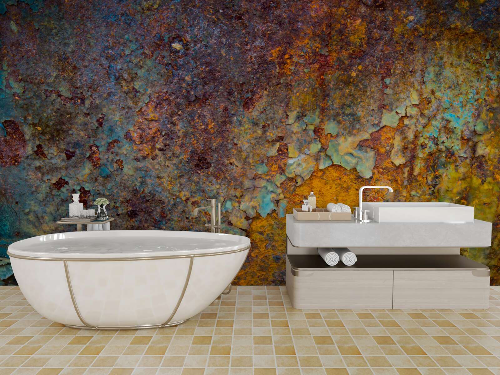 Fototapeta hrdzavá kovová stena