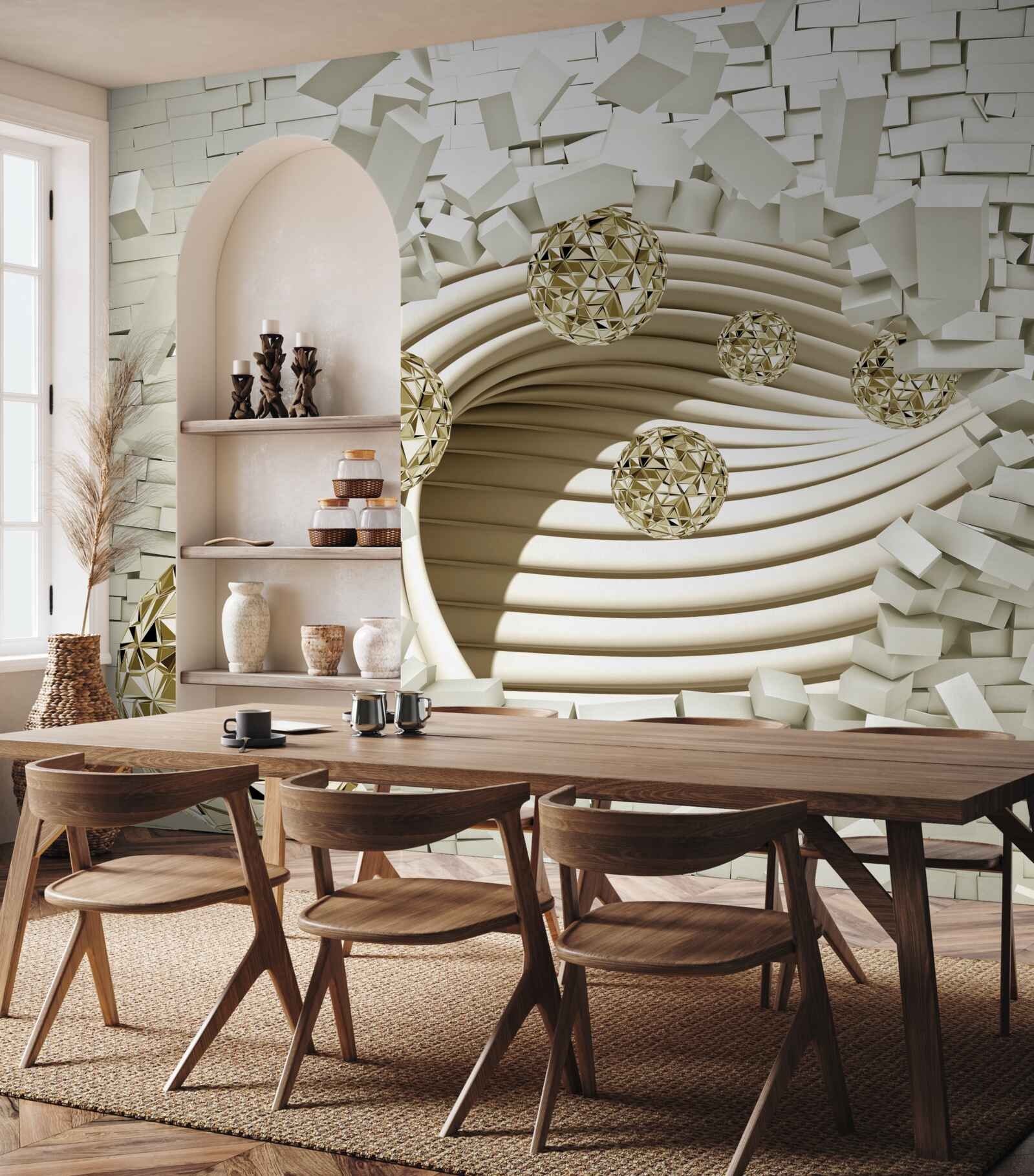 Fototapeta koncepčné guľky rozbijú tehlovú stenu