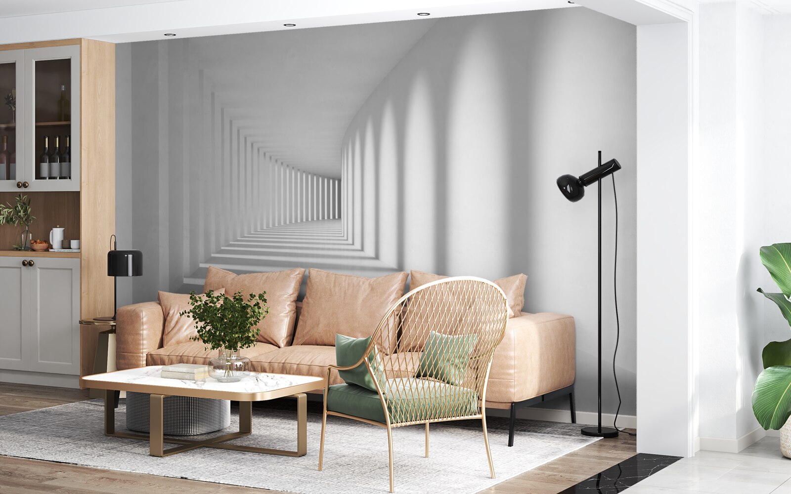 Fototapeta tunel vybiehajúci do diaľky je obkolesený vysokými stĺpmi