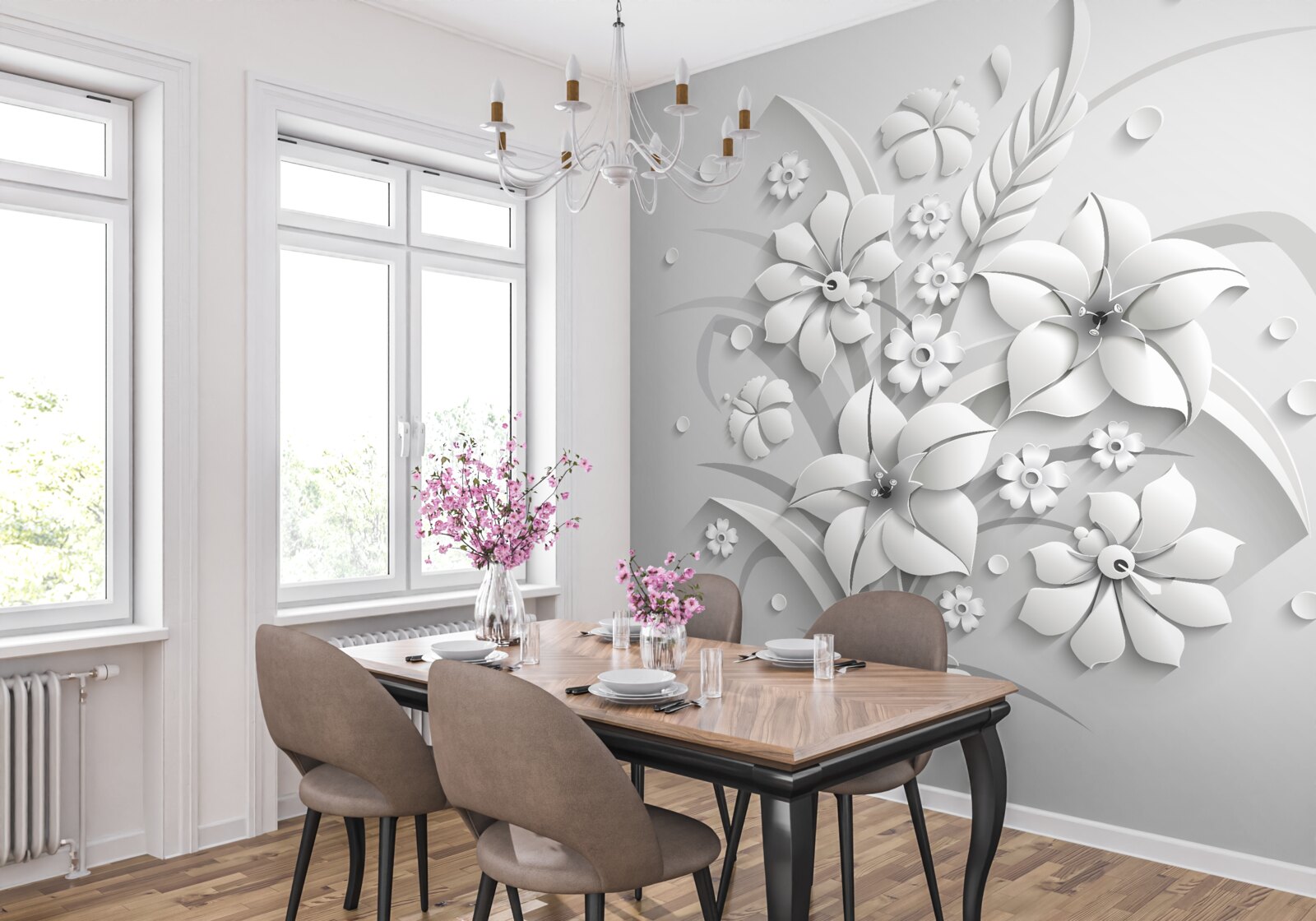 Fototapeta snehobiele kvety ako mlieko, na bielom podklade