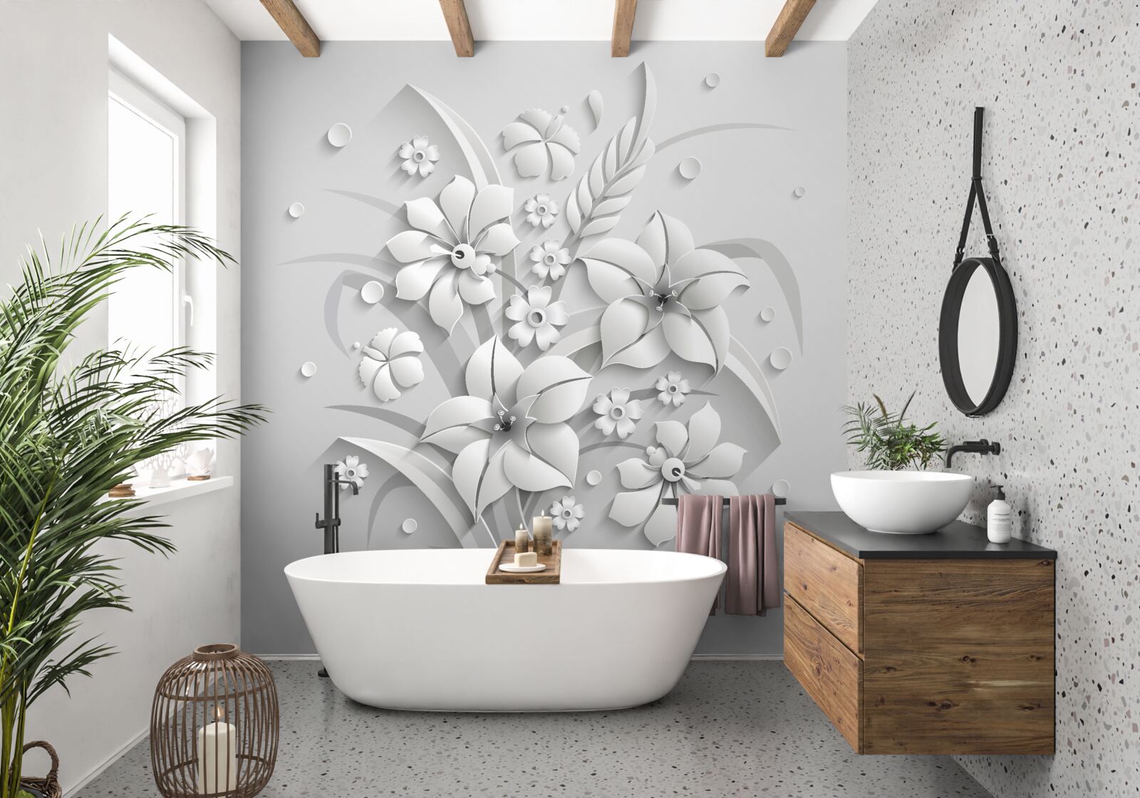 Fototapeta snehobiele kvety ako mlieko, na bielom podklade