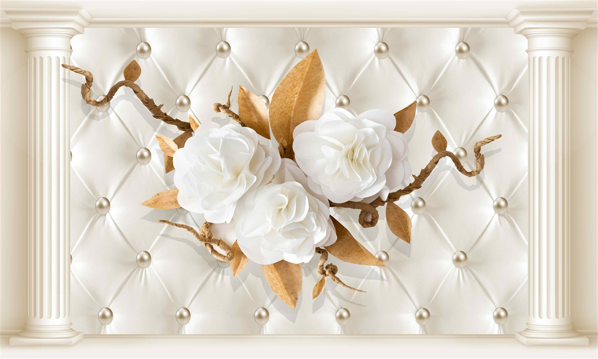 Fototapeta zlaté konáre a snehobiele kvety