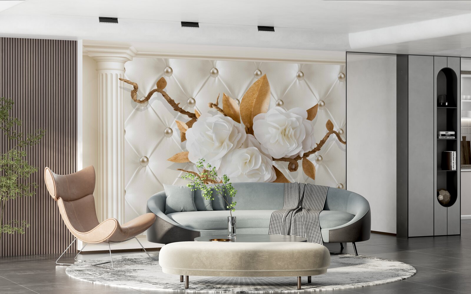 Fototapeta zlaté konáre a snehobiele kvety