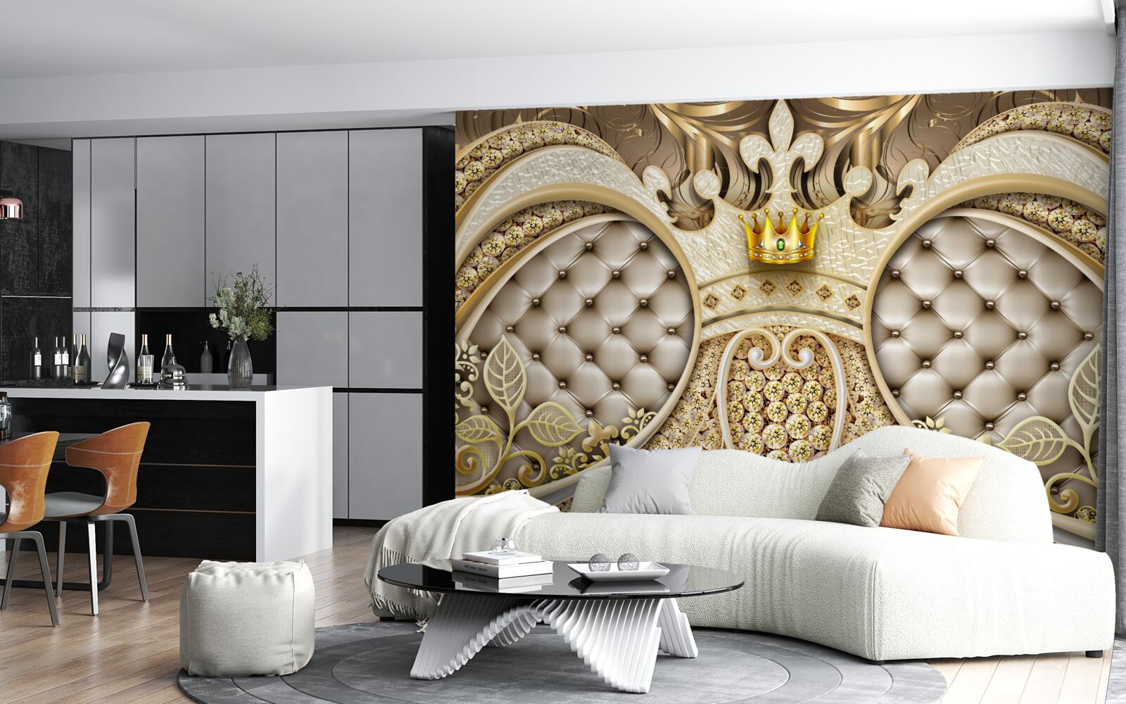 Fototapeta ozdoby s listami rastlín zo zlata