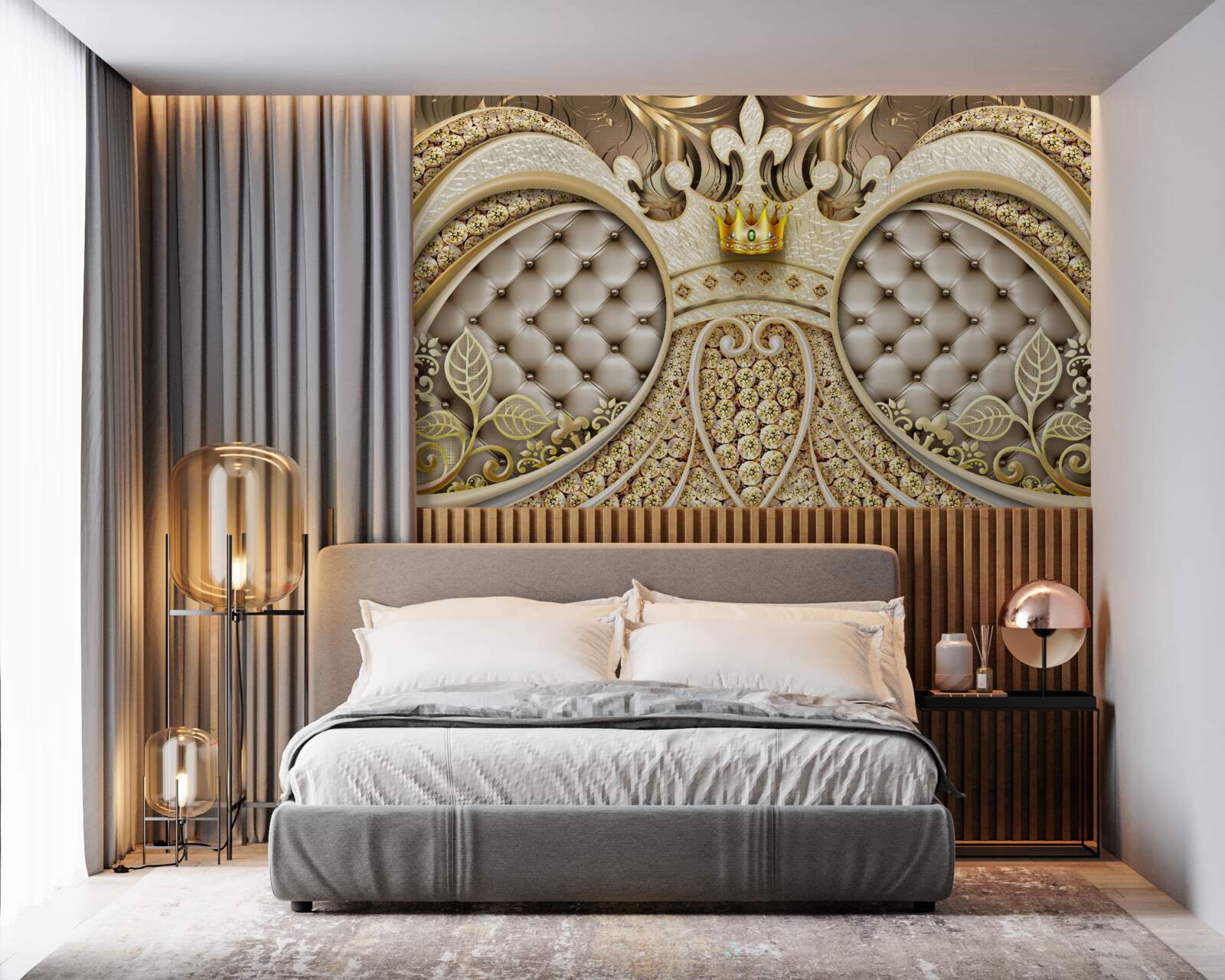 Fototapeta ozdoby s listami rastlín zo zlata