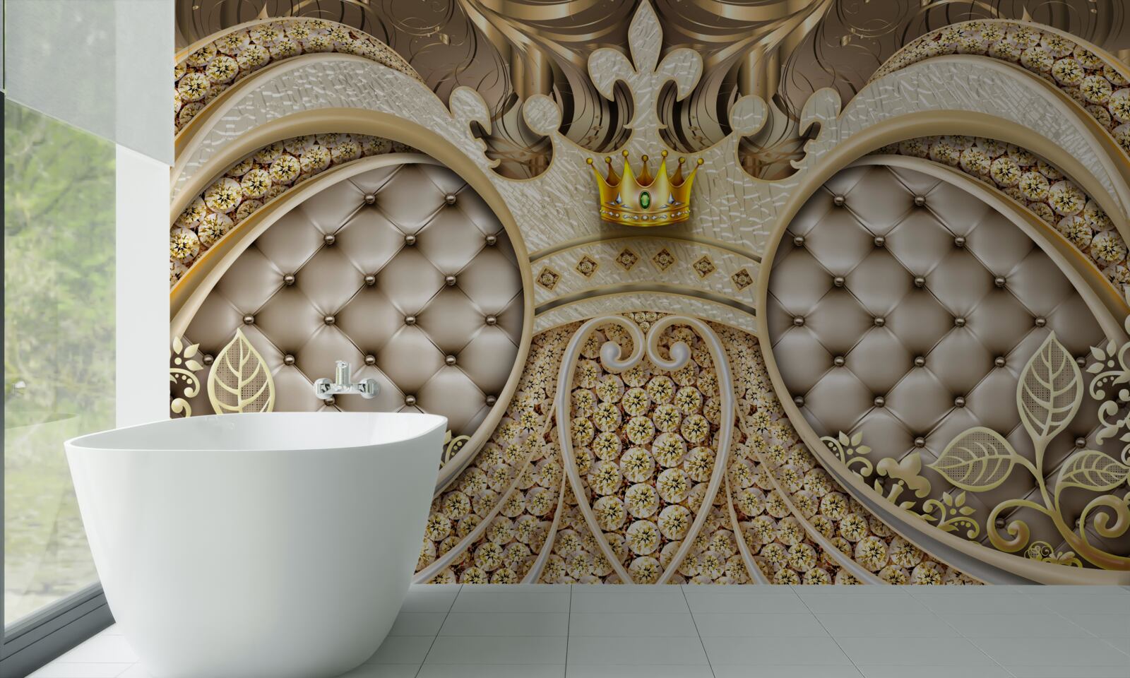 Fototapeta ozdoby s listami rastlín zo zlata