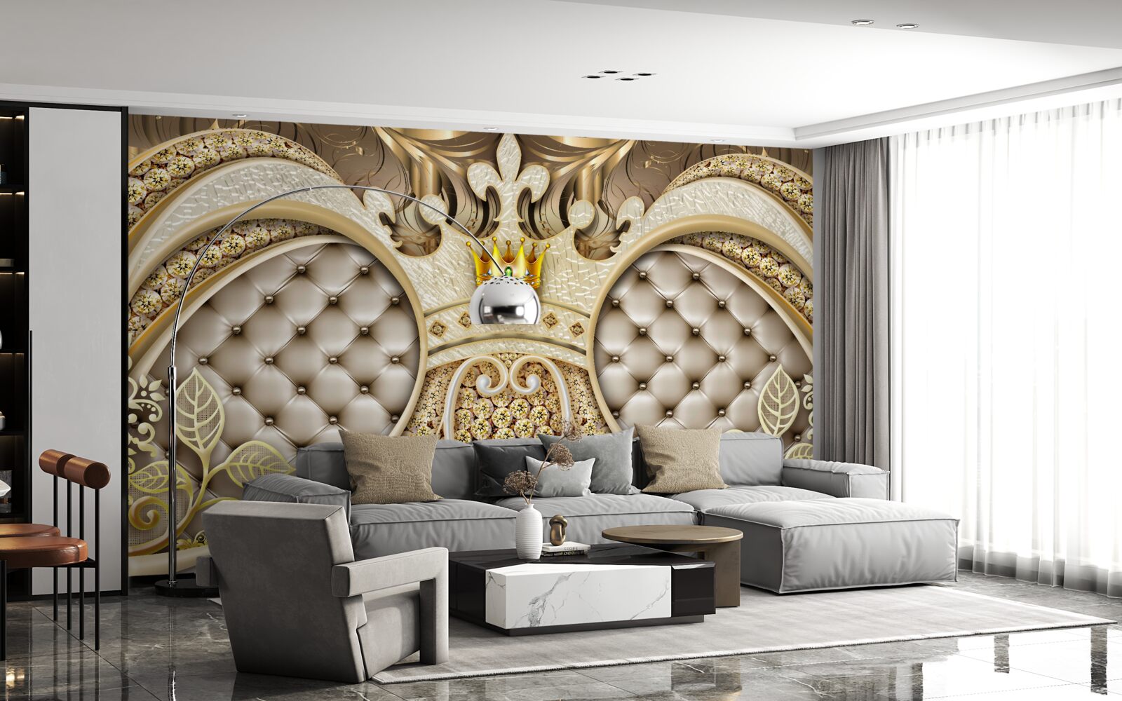 Fototapeta ozdoby s listami rastlín zo zlata