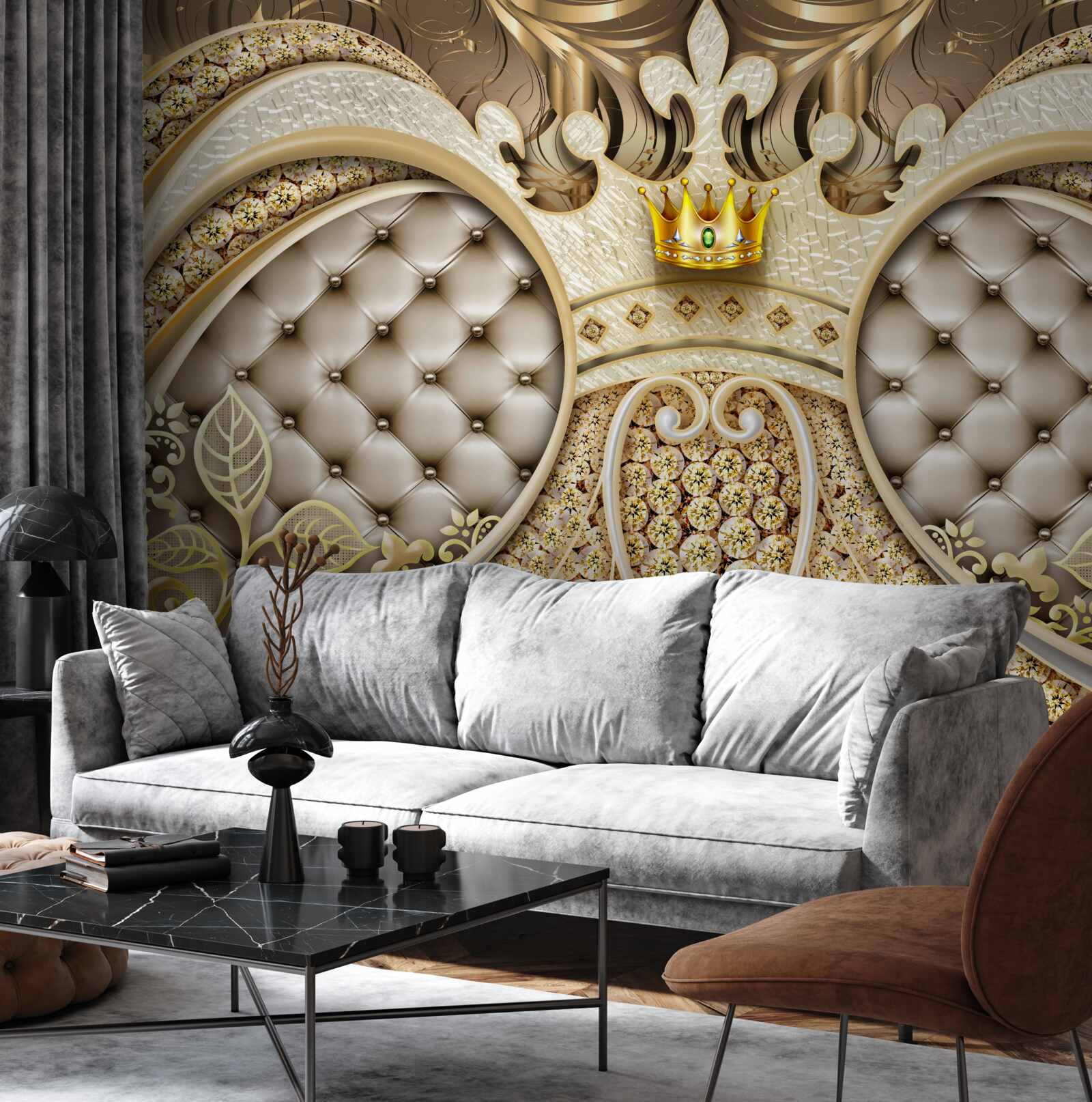 Fototapeta ozdoby s listami rastlín zo zlata