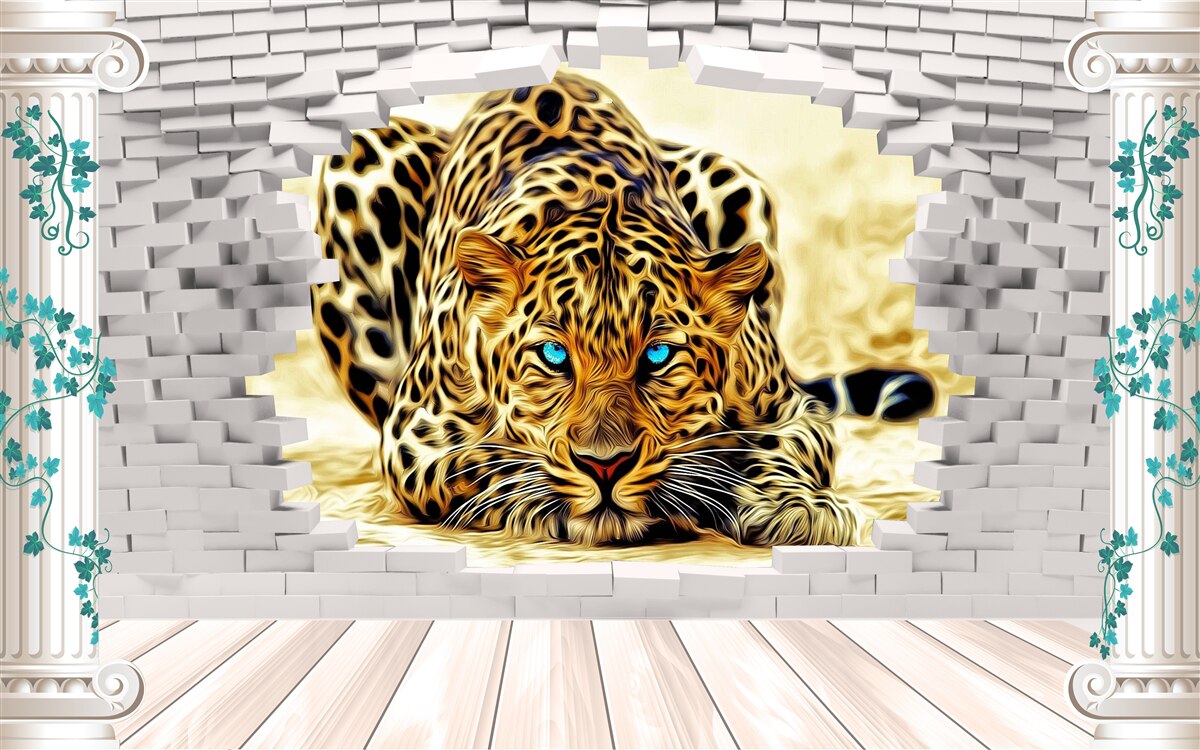 Fototapeta zlovestný panter ničí bariéru
