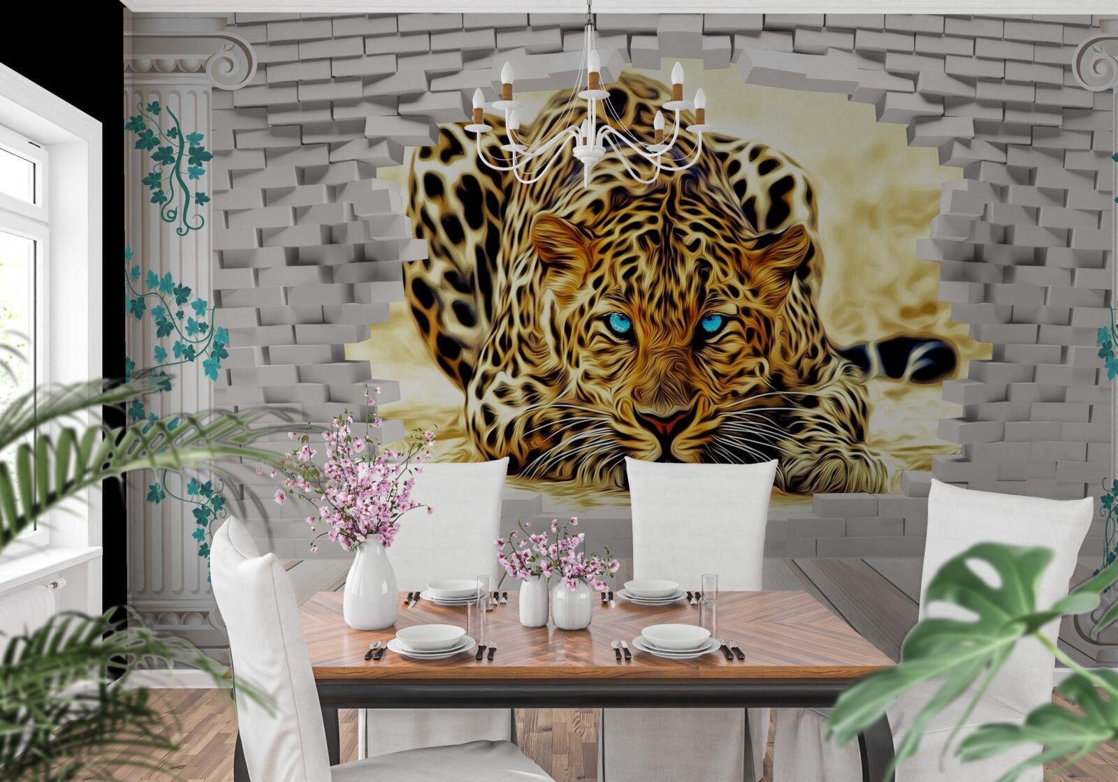 Fototapeta zlovestný panter ničí bariéru