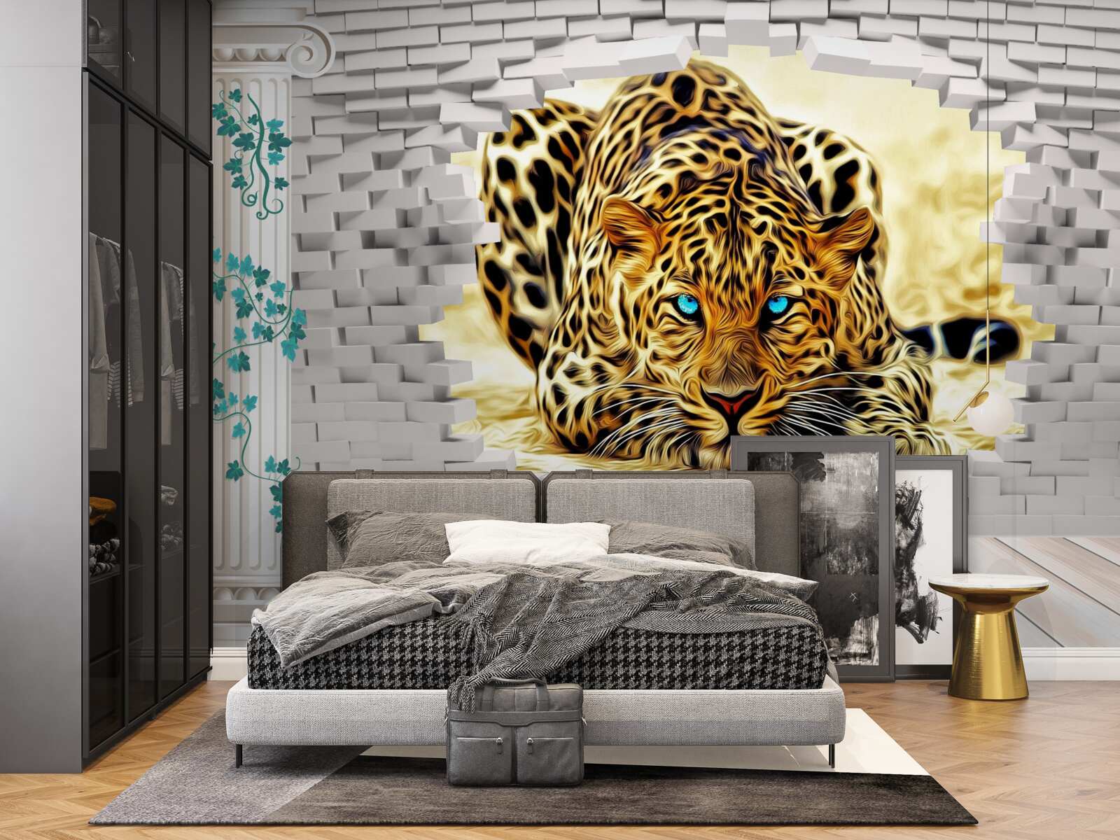 Fototapeta zlovestný panter ničí bariéru