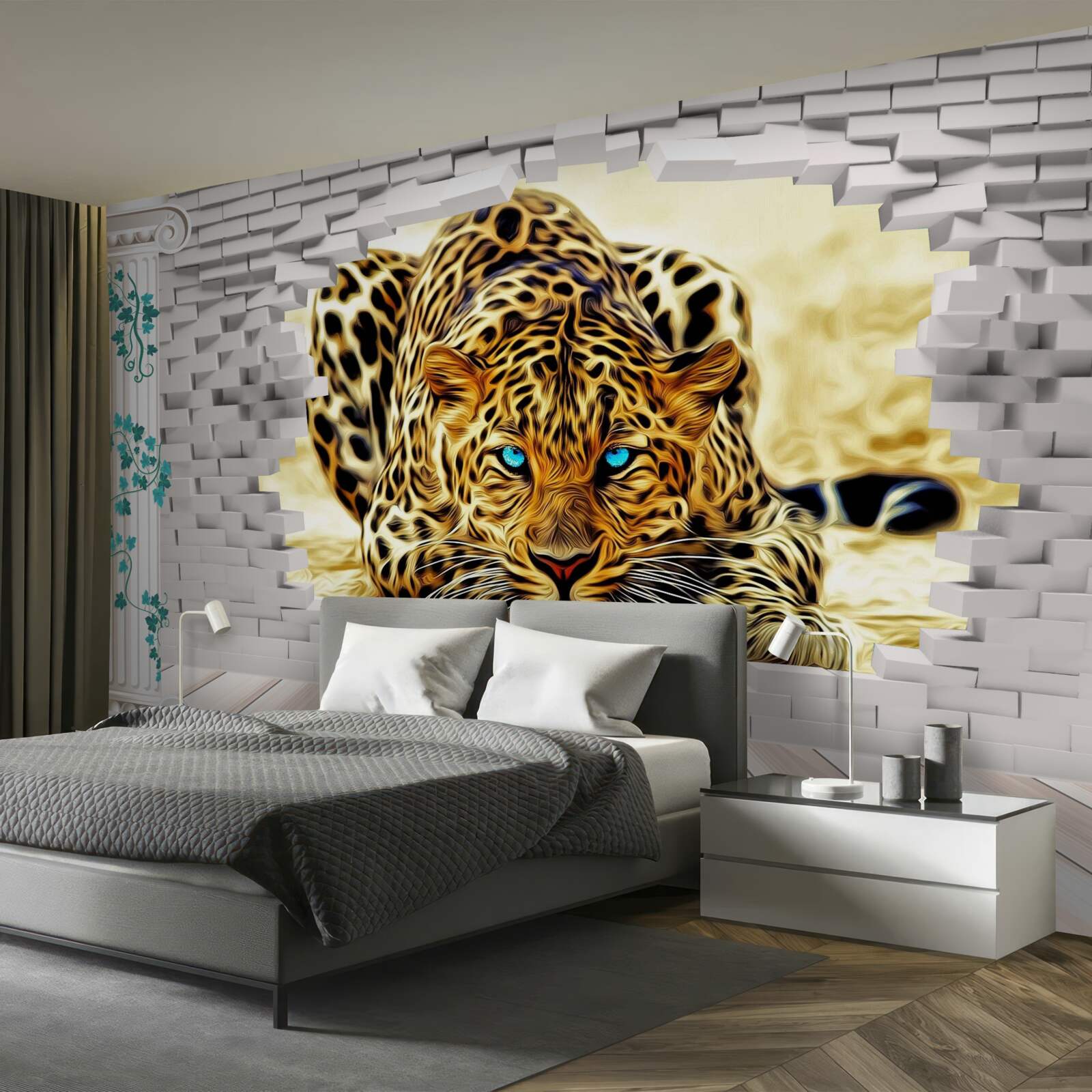 Fototapeta zlovestný panter ničí bariéru