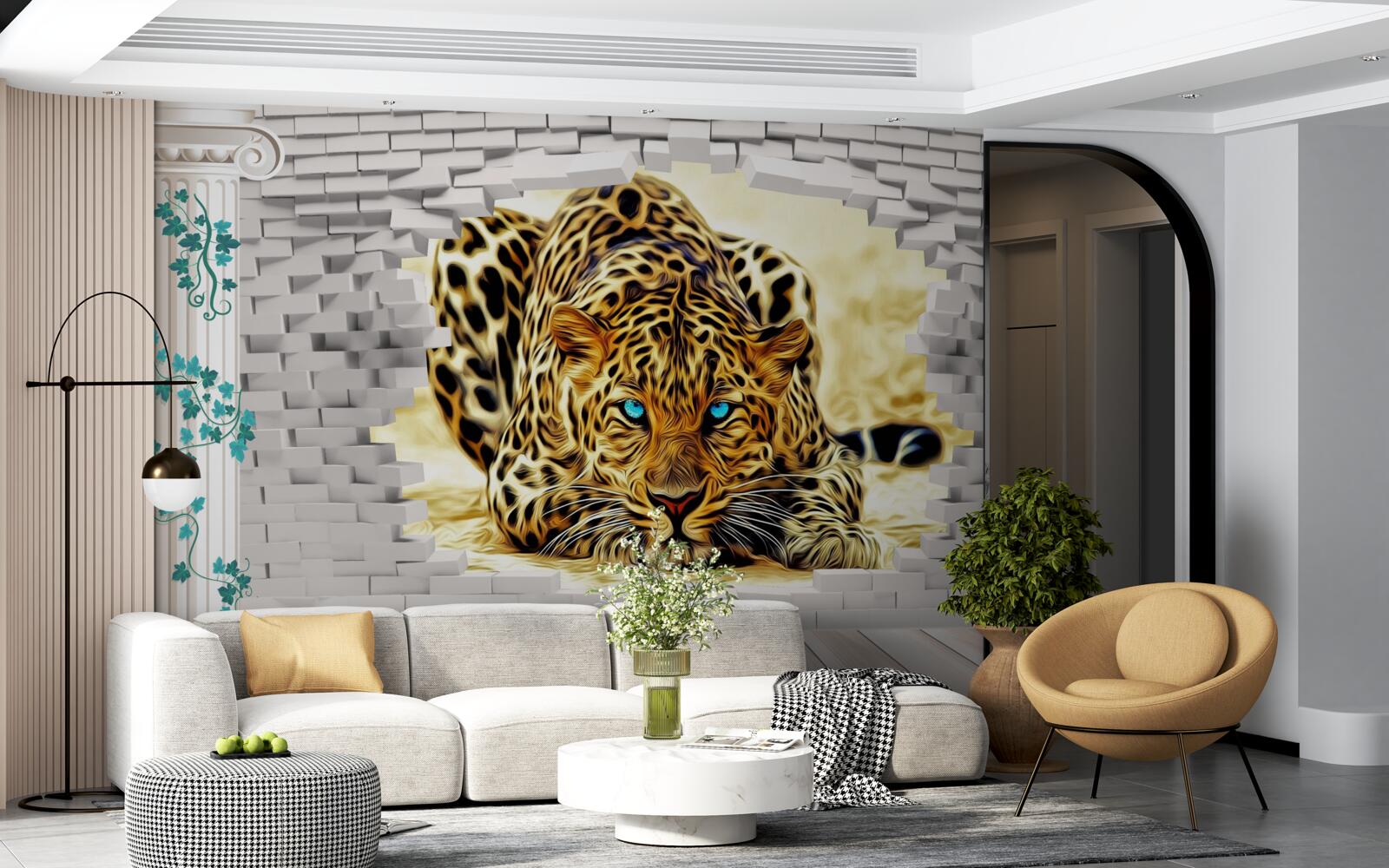 Fototapeta zlovestný panter ničí bariéru