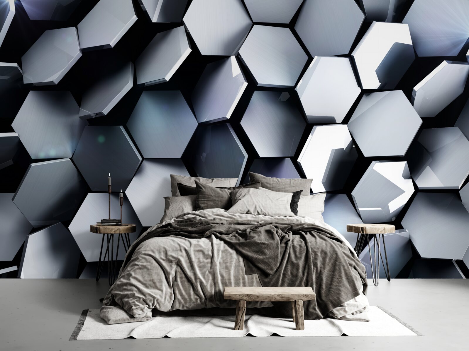 Fototapeta päťuholníky v 3D s zobrazeniami