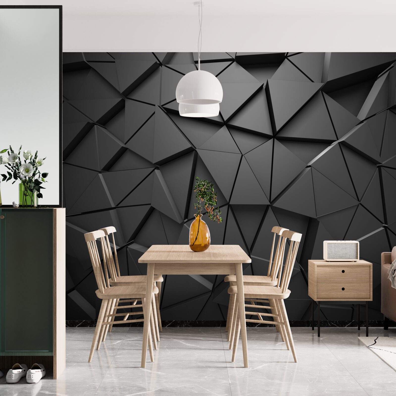 Fototapeta trojuholníkové prvky v tmavom mozaikovom vzore