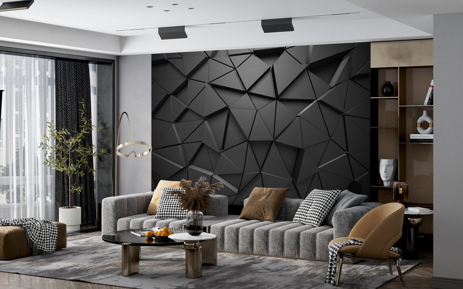 Fototapeta trojuholníkové prvky v tmavom mozaikovom vzore