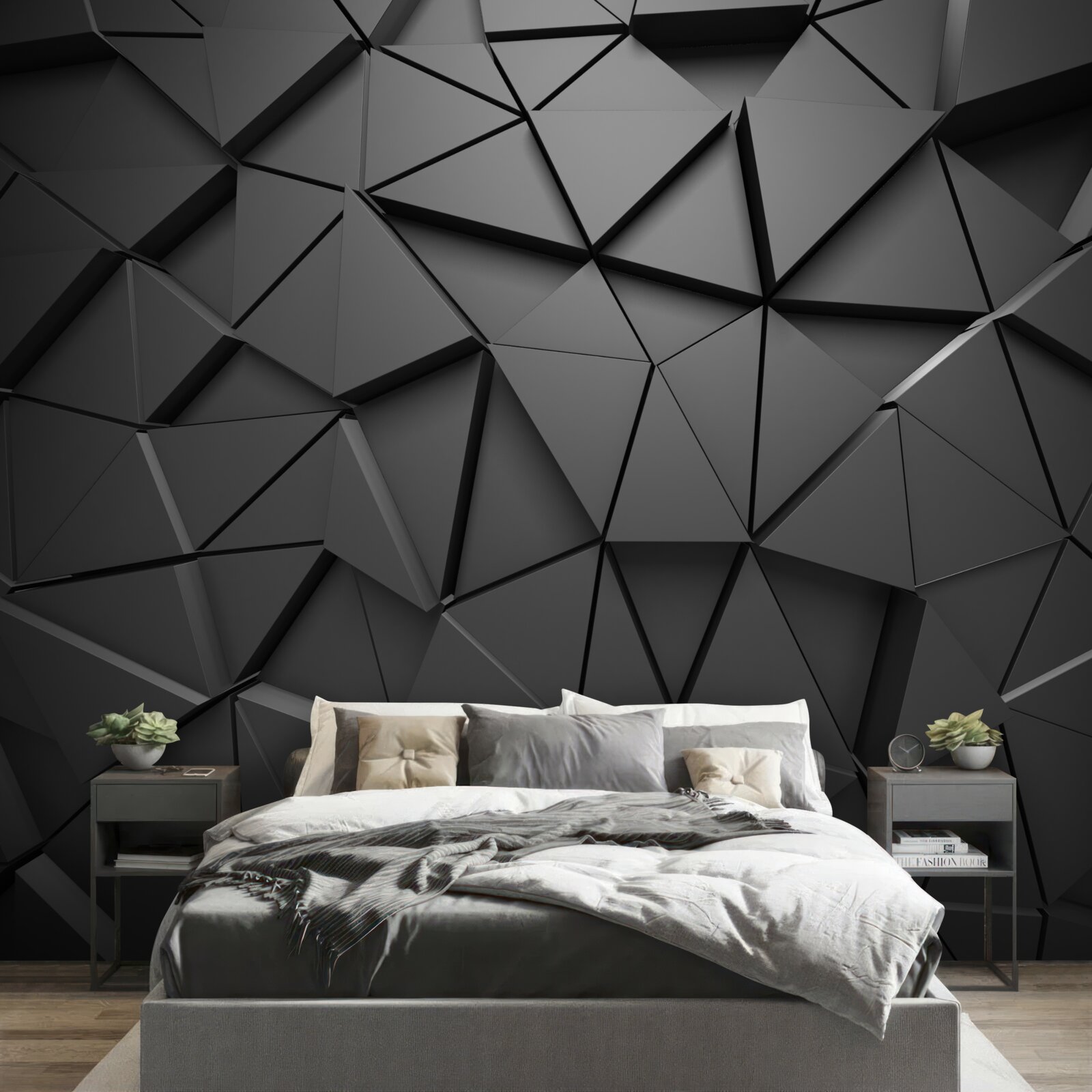 Fototapeta trojuholníkové prvky v tmavom mozaikovom vzore