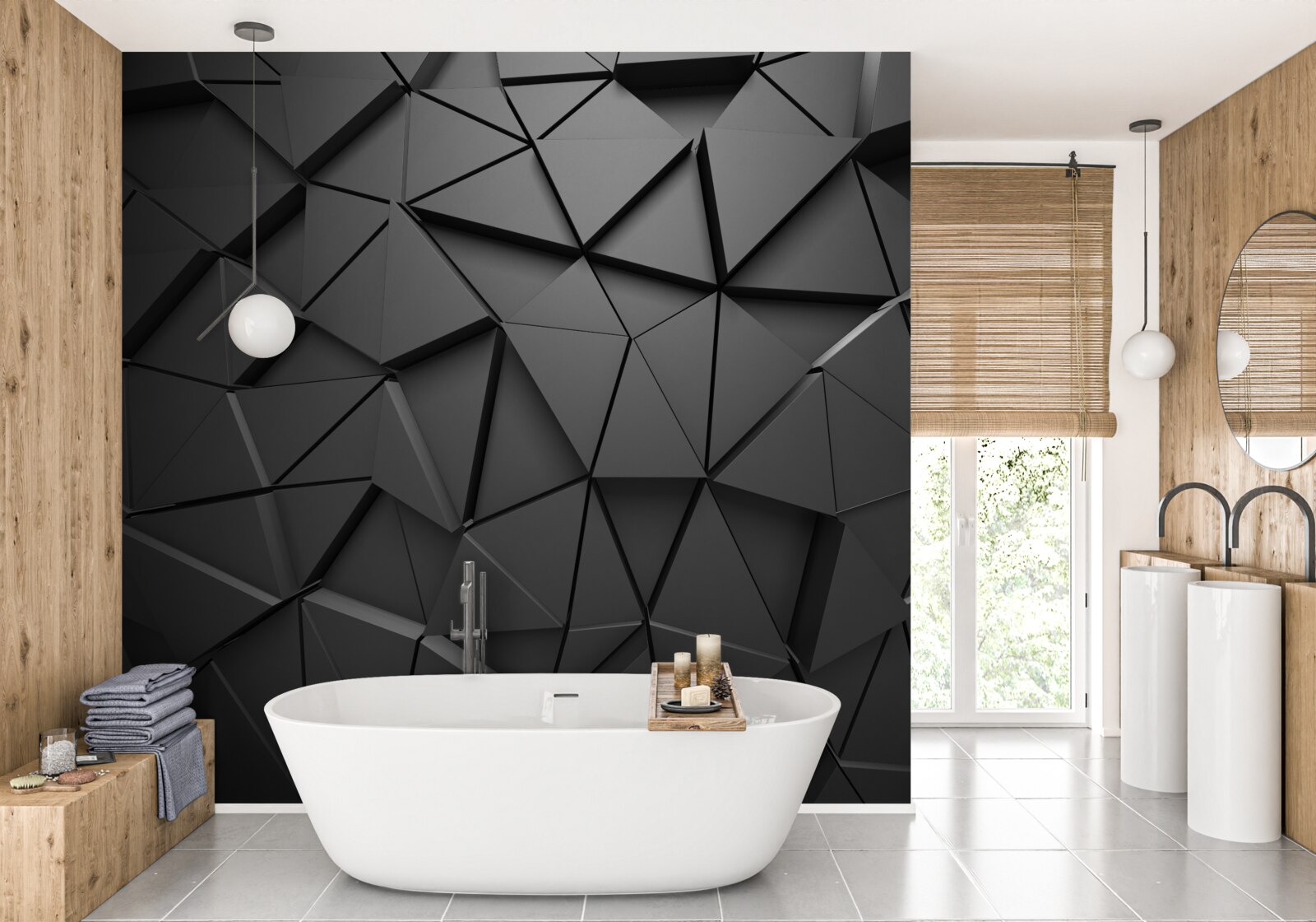 Fototapeta trojuholníkové prvky v tmavom mozaikovom vzore