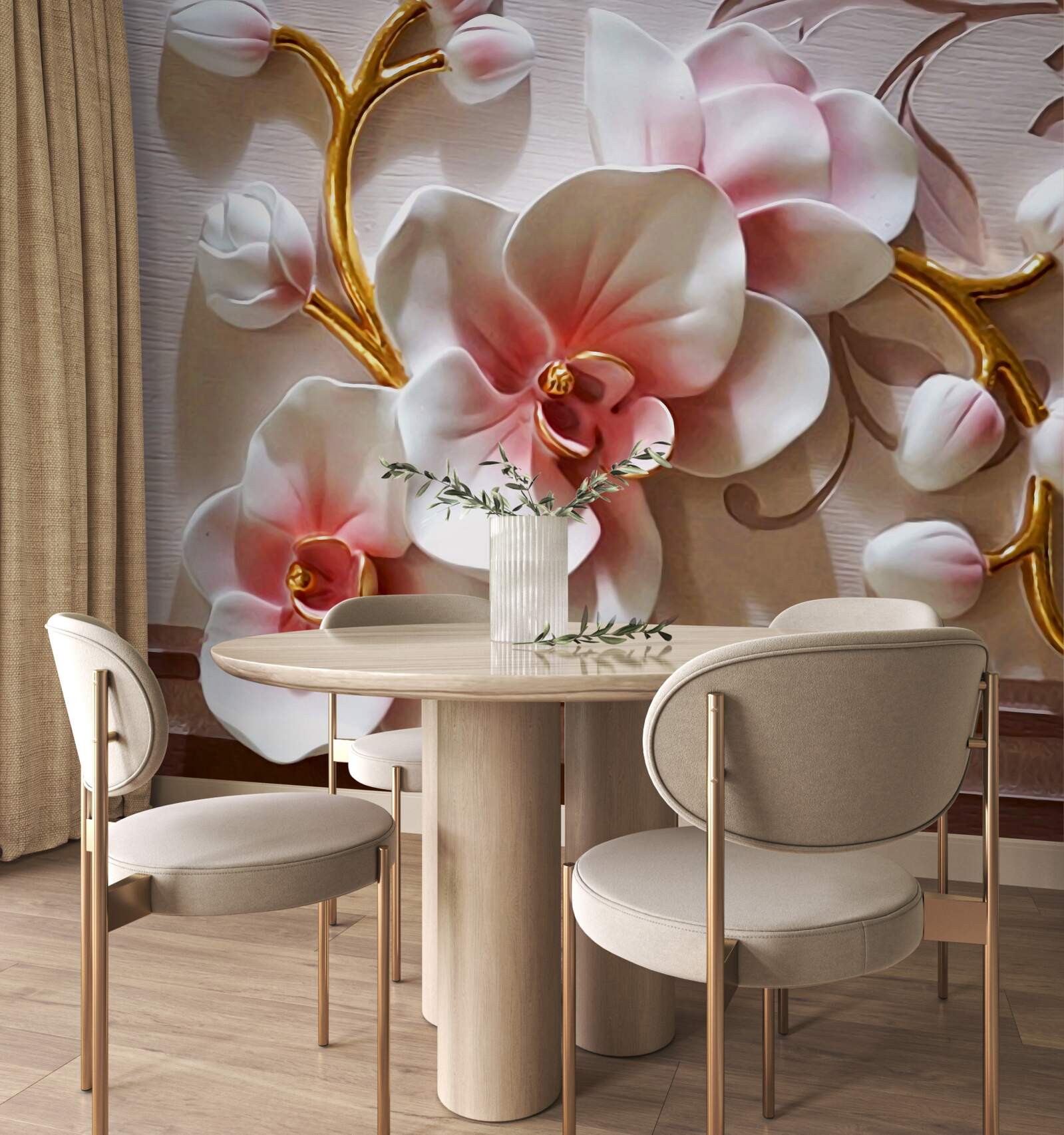 Fototapeta kvitnúce majestátne orchidey a neotvorené púčiky