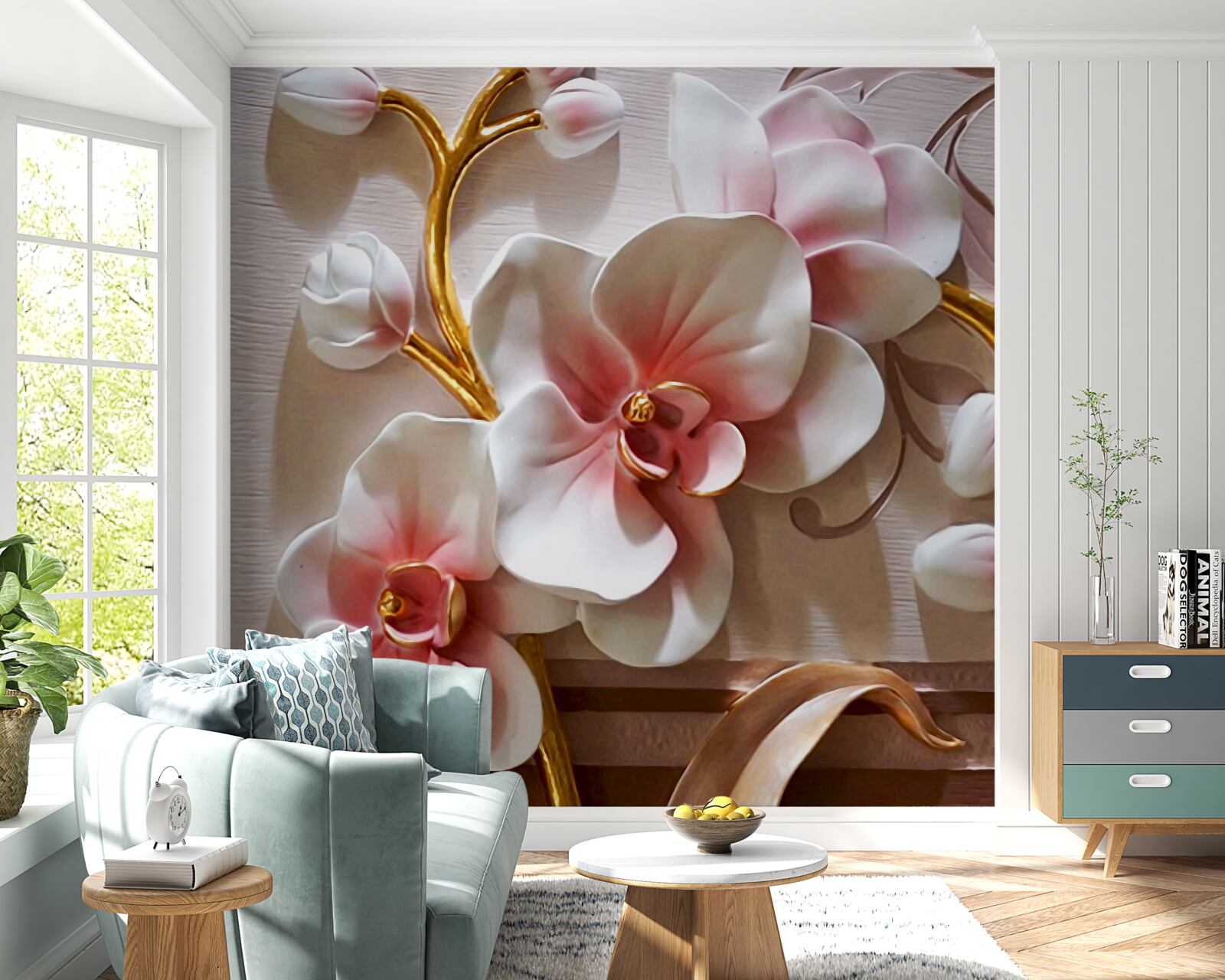 Fototapeta kvitnúce majestátne orchidey a neotvorené púčiky