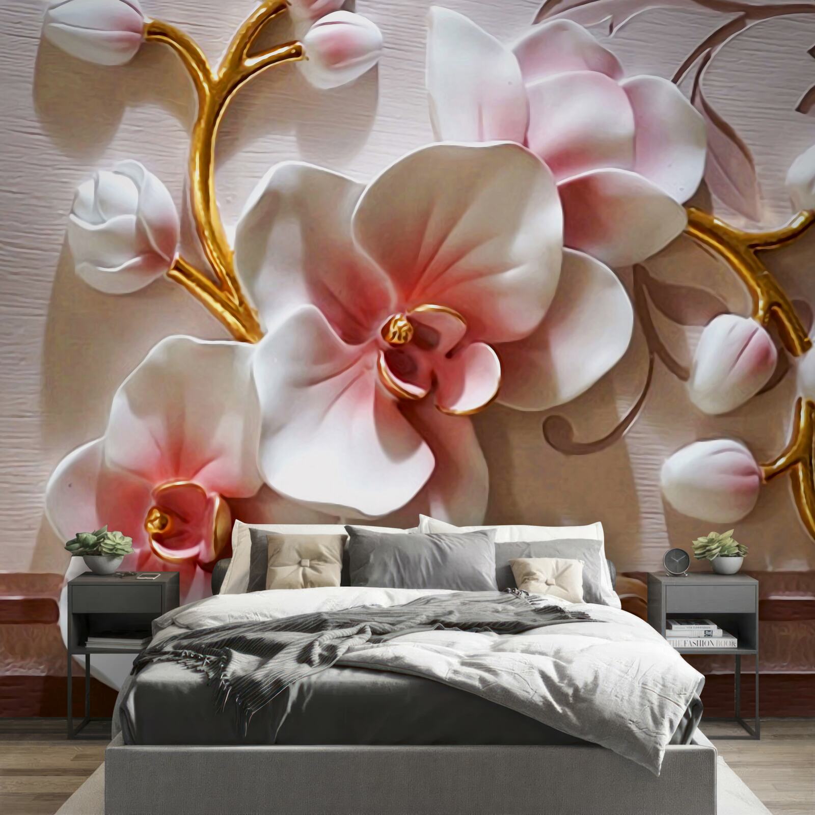 Fototapeta kvitnúce majestátne orchidey a neotvorené púčiky