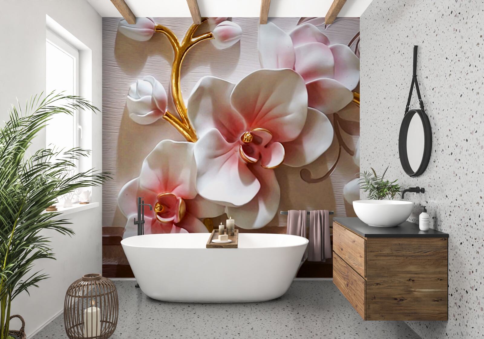 Fototapeta kvitnúce majestátne orchidey a neotvorené púčiky