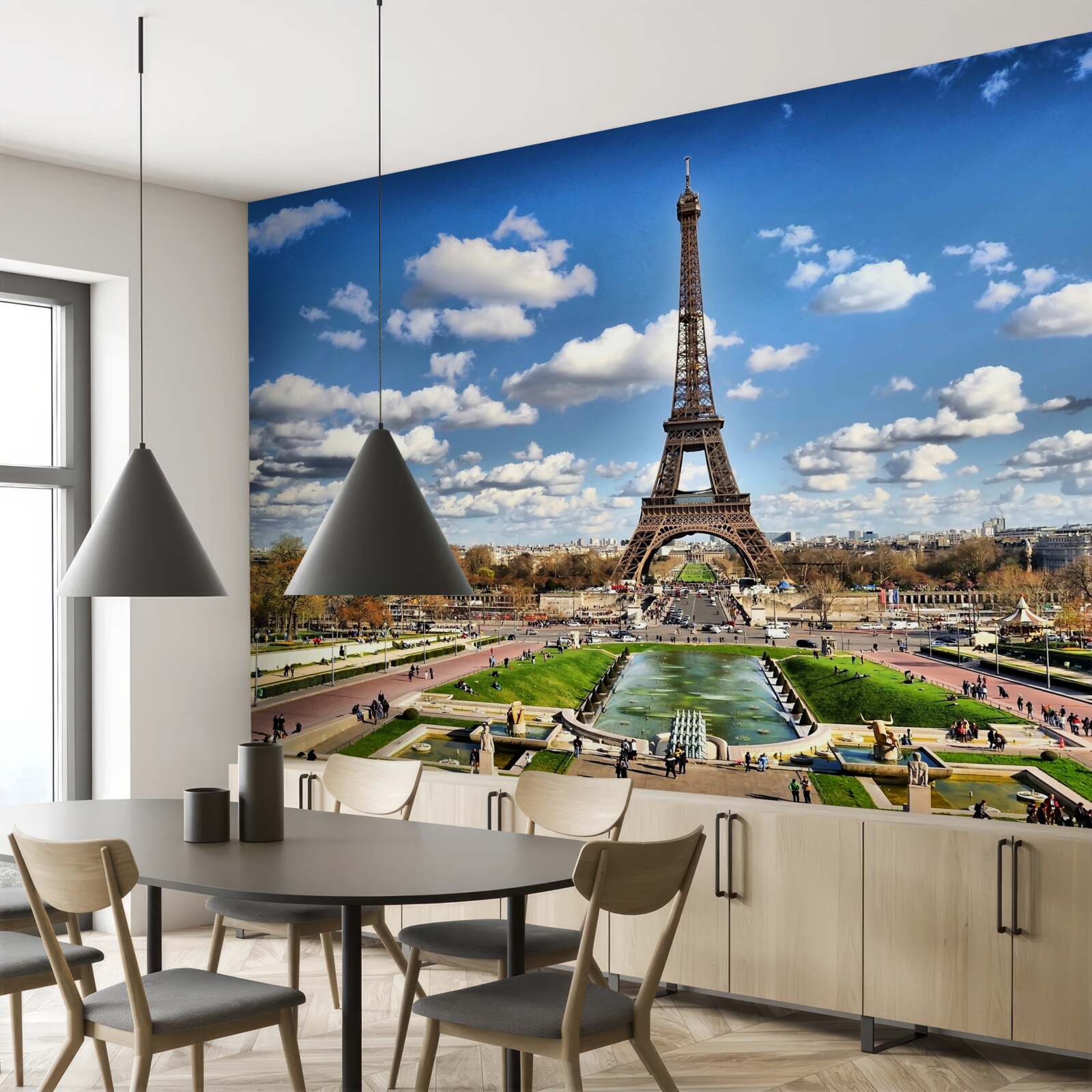 Fototapeta pohľad na Eiffelovu vežu z parku