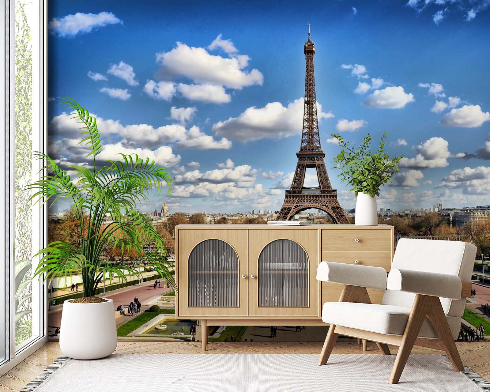 Fototapeta pohľad na Eiffelovu vežu z parku