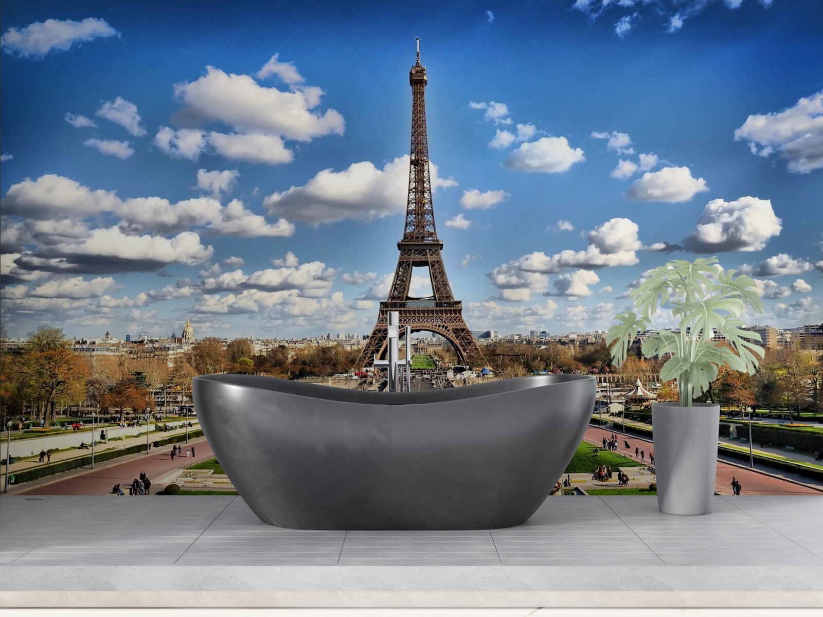 Fototapeta pohľad na Eiffelovu vežu z parku