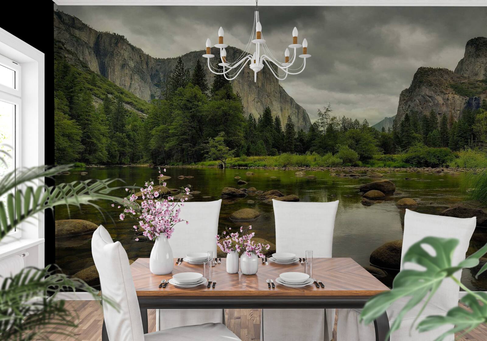 Fototapeta zamračený deň na rieke v horách