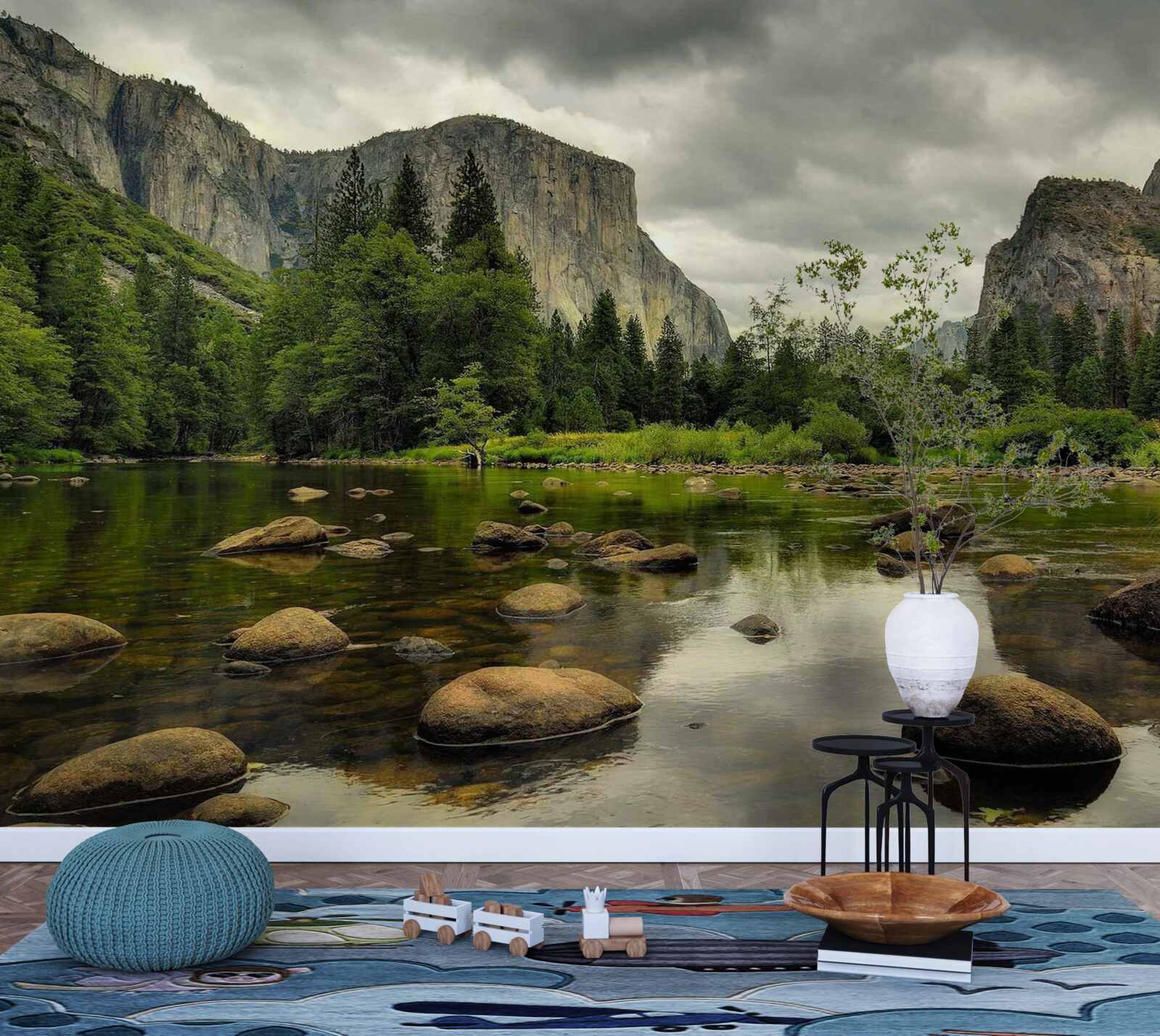 Fototapeta zamračený deň na rieke v horách