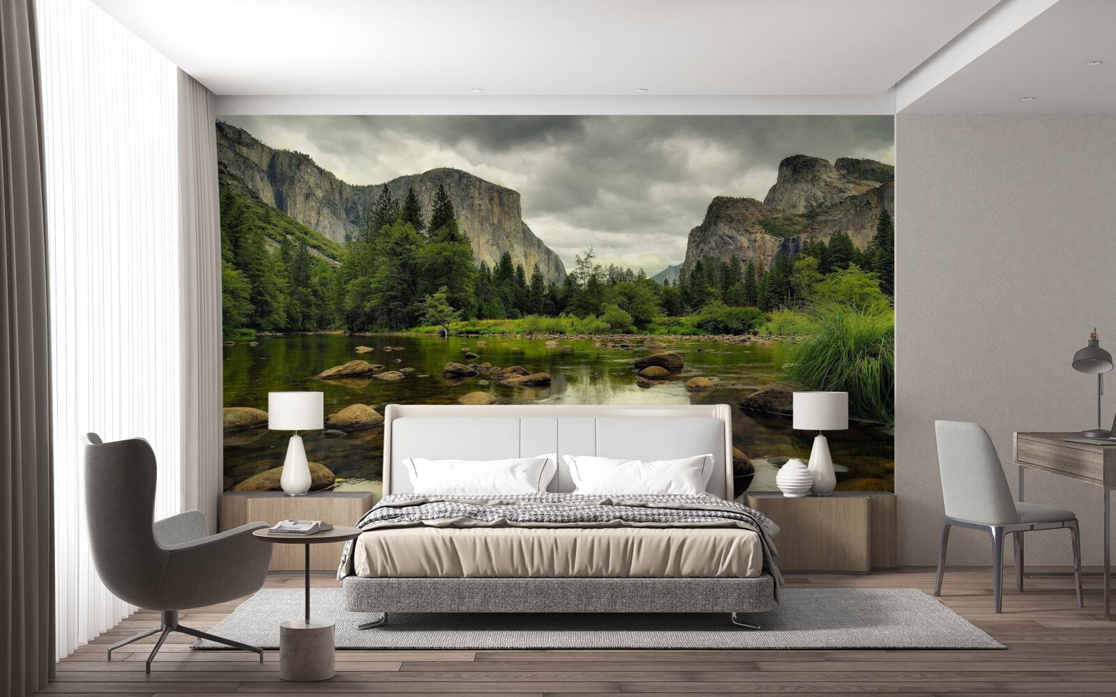 Fototapeta zamračený deň na rieke v horách