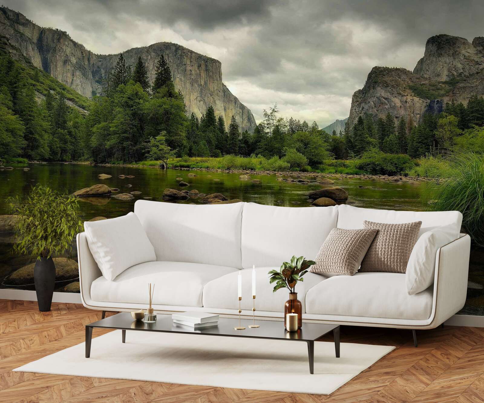 Fototapeta zamračený deň na rieke v horách