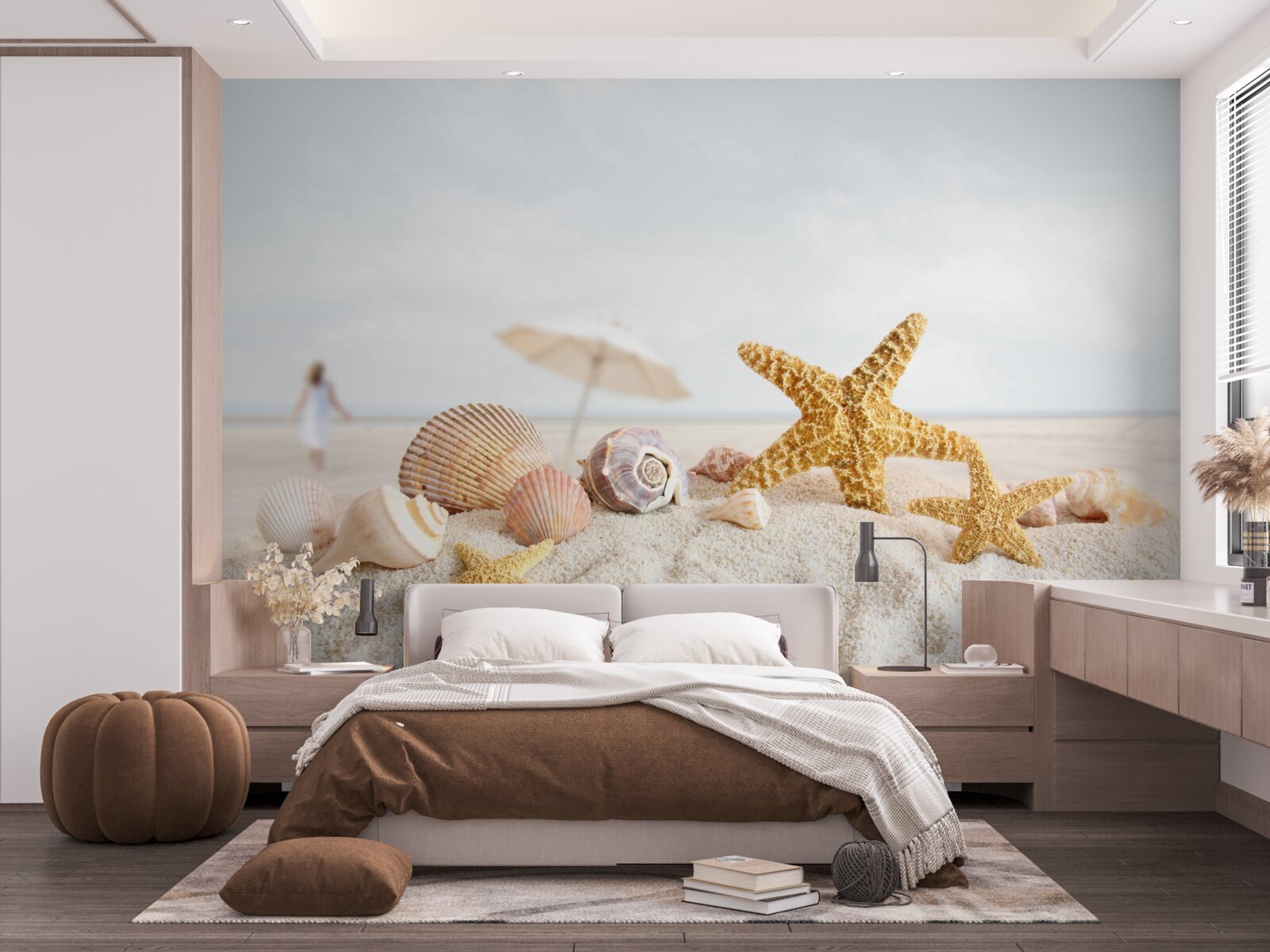 Fototapeta hviezdice a mušle ležia na piesku