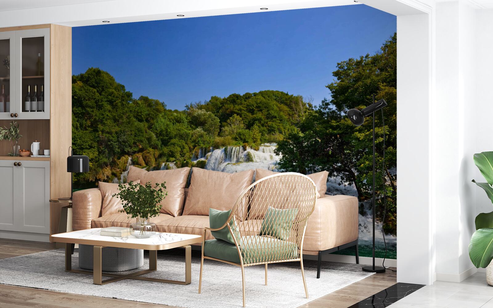 Fototapeta výhľady na lesné cestičky a hrmiace vodopády