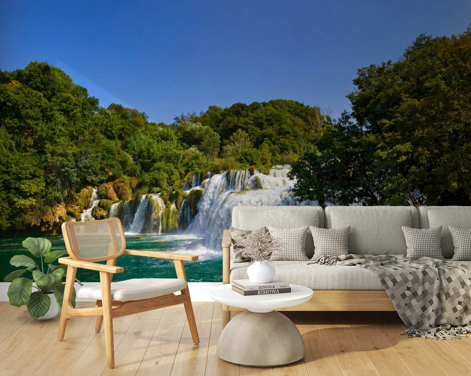 Fototapeta výhľady na lesné cestičky a hrmiace vodopády