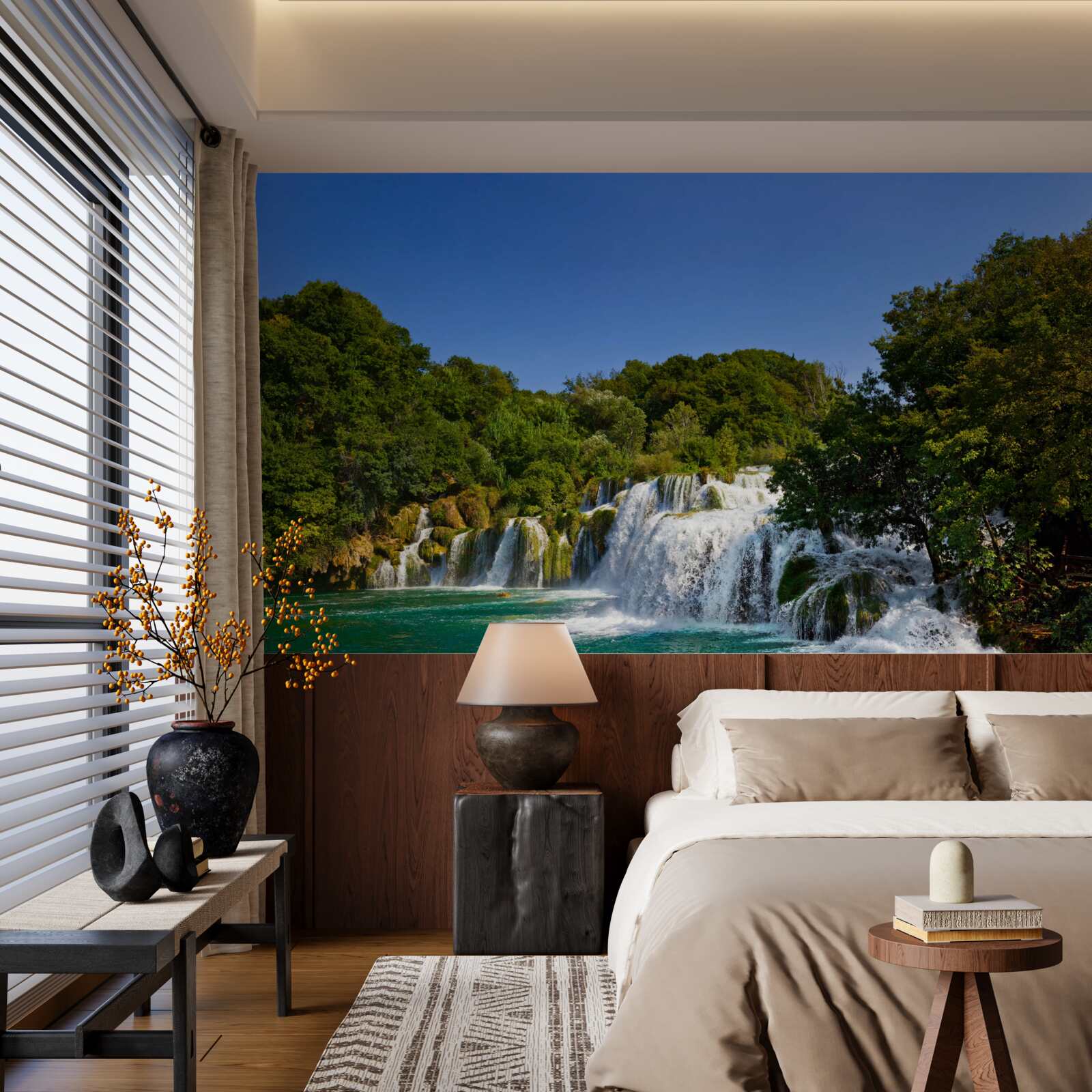 Fototapeta výhľady na lesné cestičky a hrmiace vodopády