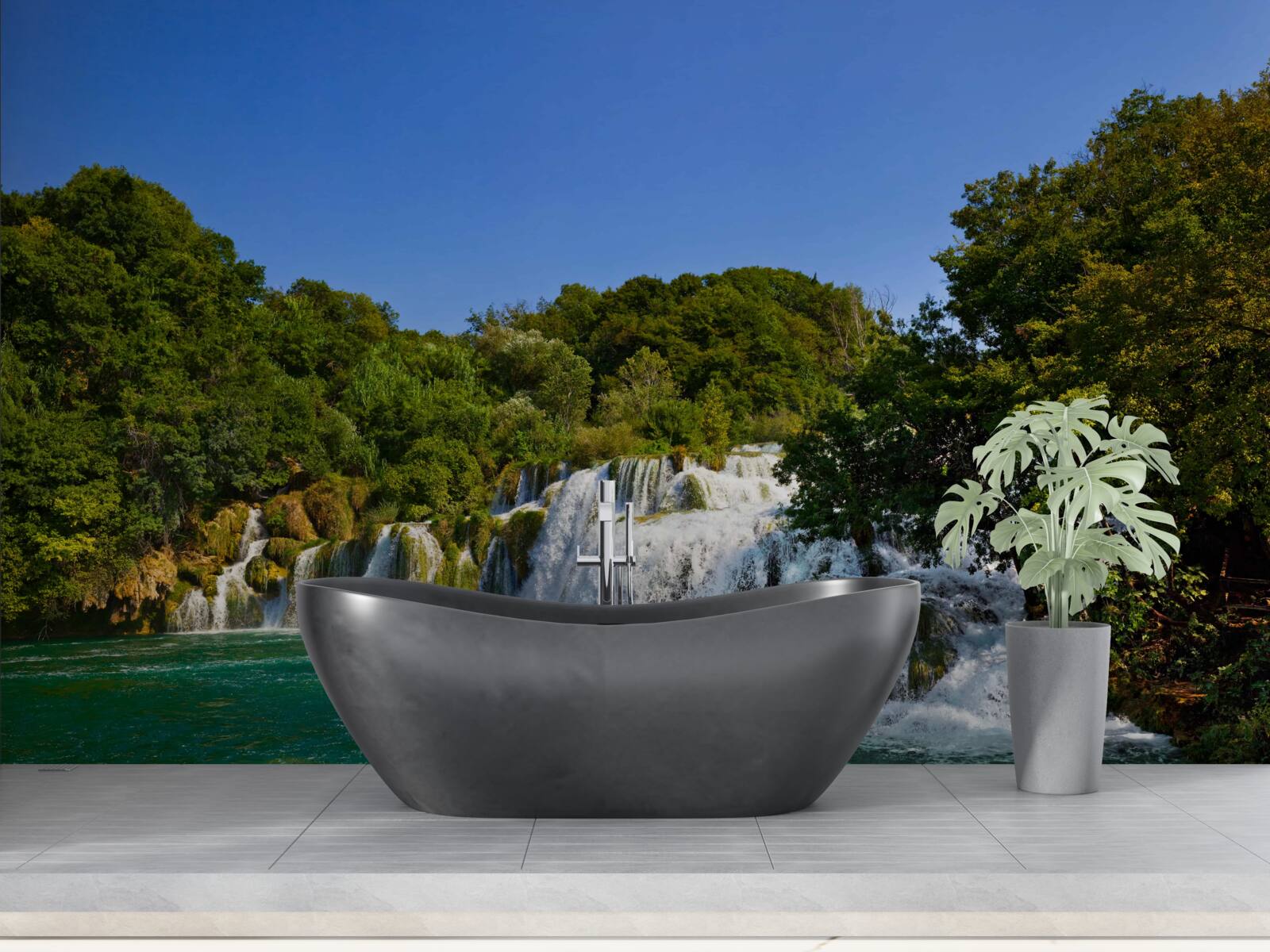 Fototapeta výhľady na lesné cestičky a hrmiace vodopády