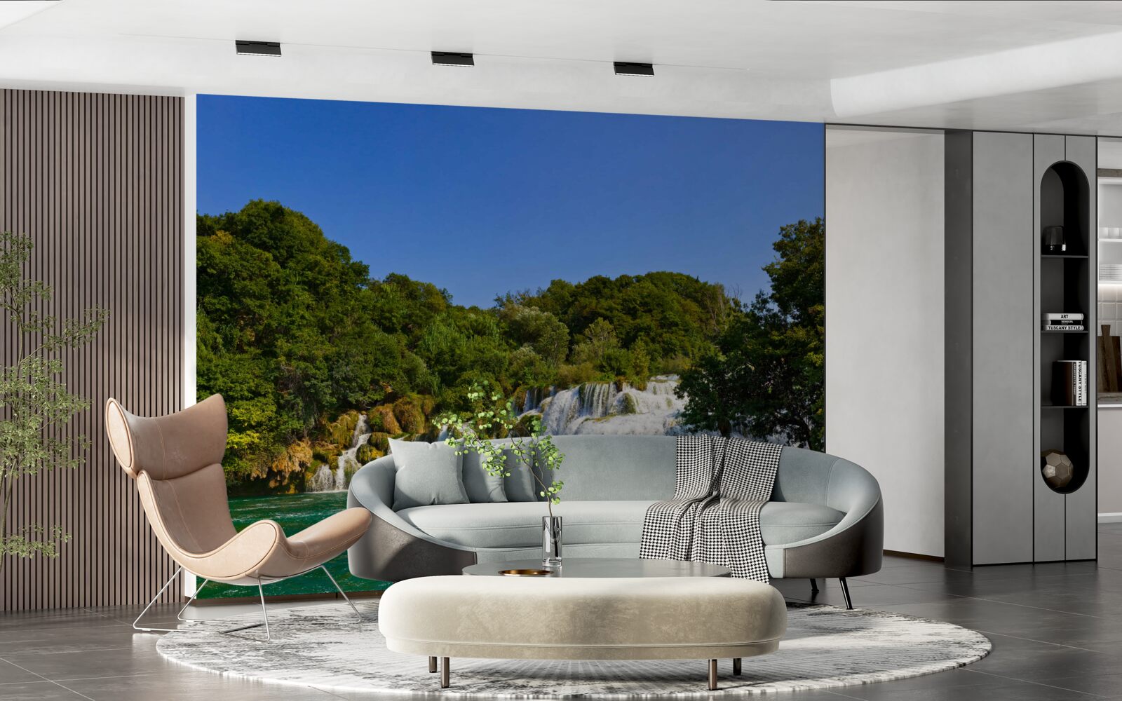 Fototapeta výhľady na lesné cestičky a hrmiace vodopády