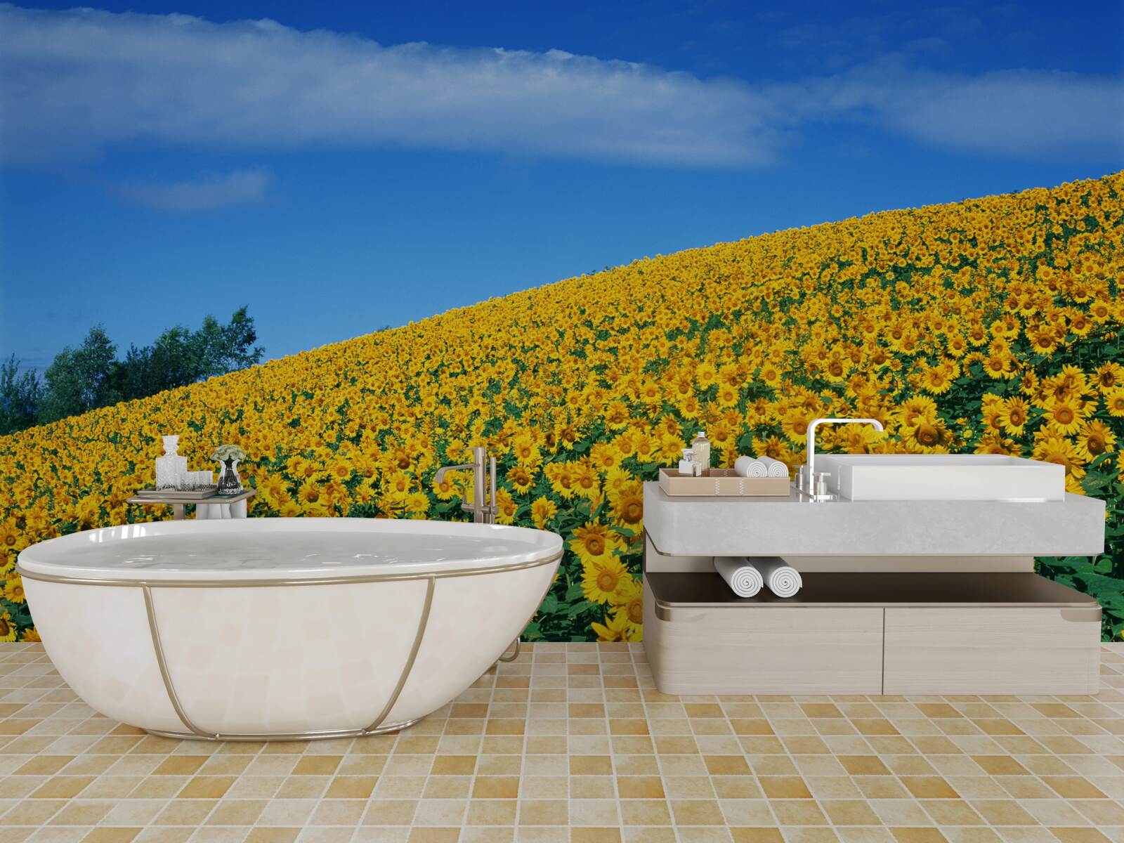 Fototapeta Skvelý priestor so slnečnicami