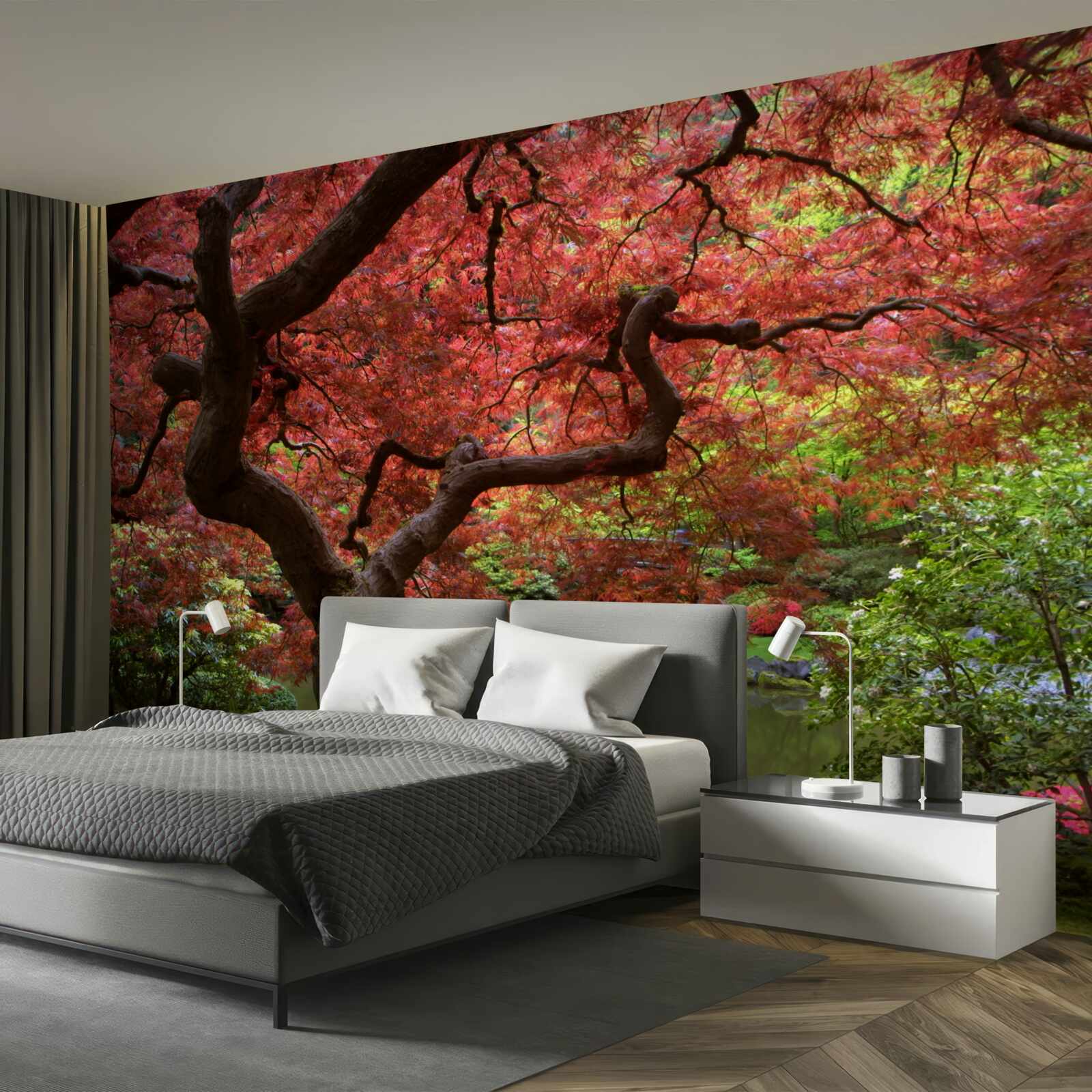 Fototapeta Japonský javor pri rybníku na jeseň