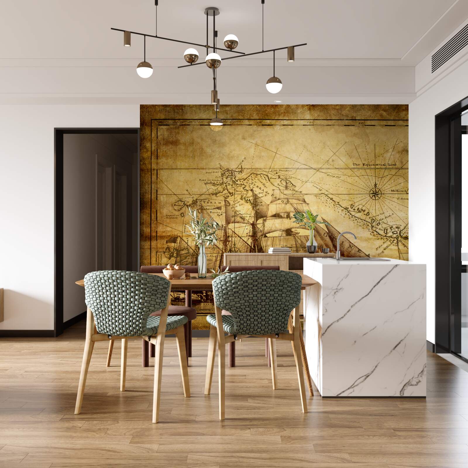 Fototapeta loď s plachtami na pergamene