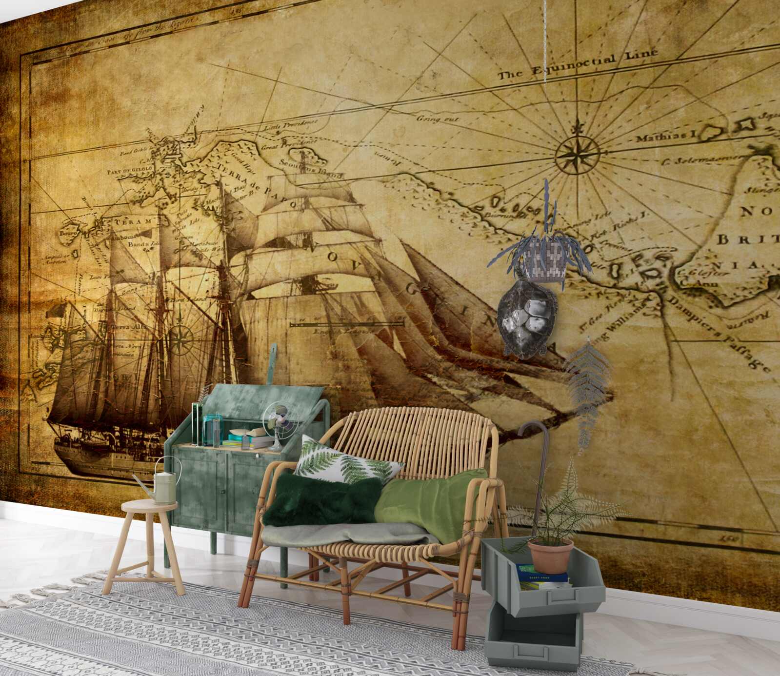 Fototapeta loď s plachtami na pergamene